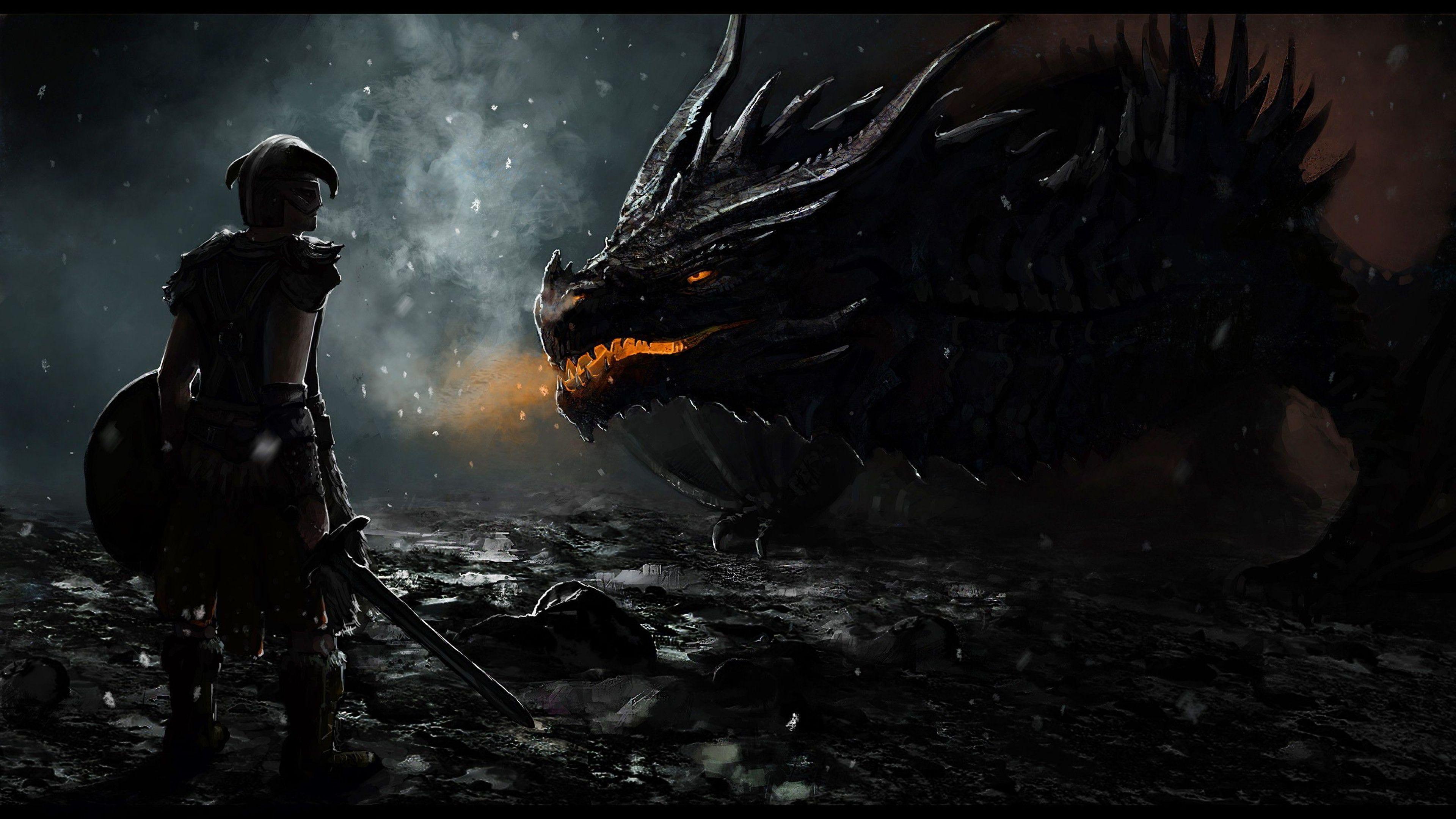 3840x2160 Skyrim Dragon Wallpaper For Desktop