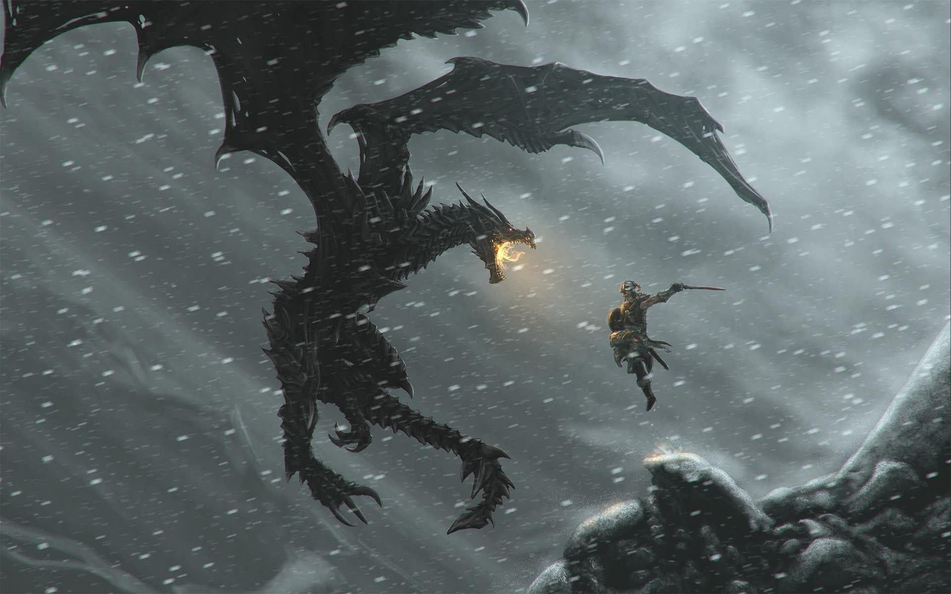 1920x1200 Luxury Skyrim Animated Dragon Wallpaper HD