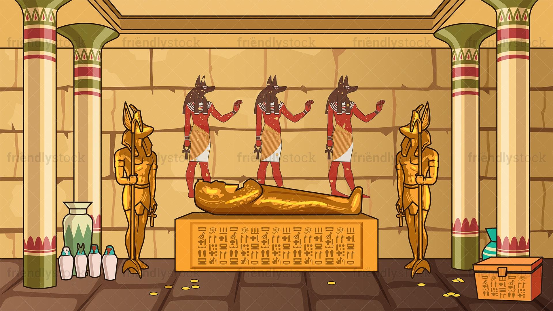 1920x1080 Ancient Egyptian Tomb Background Cartoon Vector Clipart