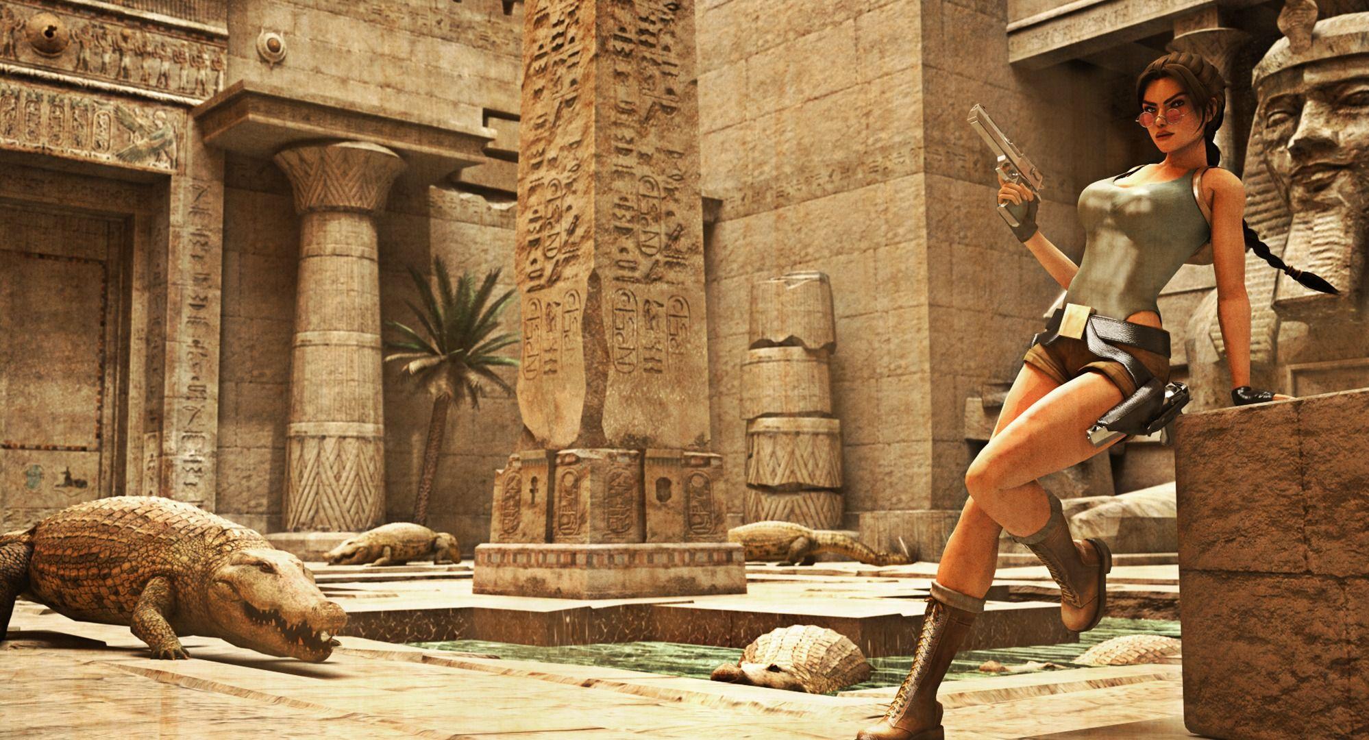 1998x1080 Download wallpaper tomb raider, egypt, crocodiles, girl, glasses, lara croft, games resolution 1998x1080. Tomb raider, Lara croft, Fantasia menina