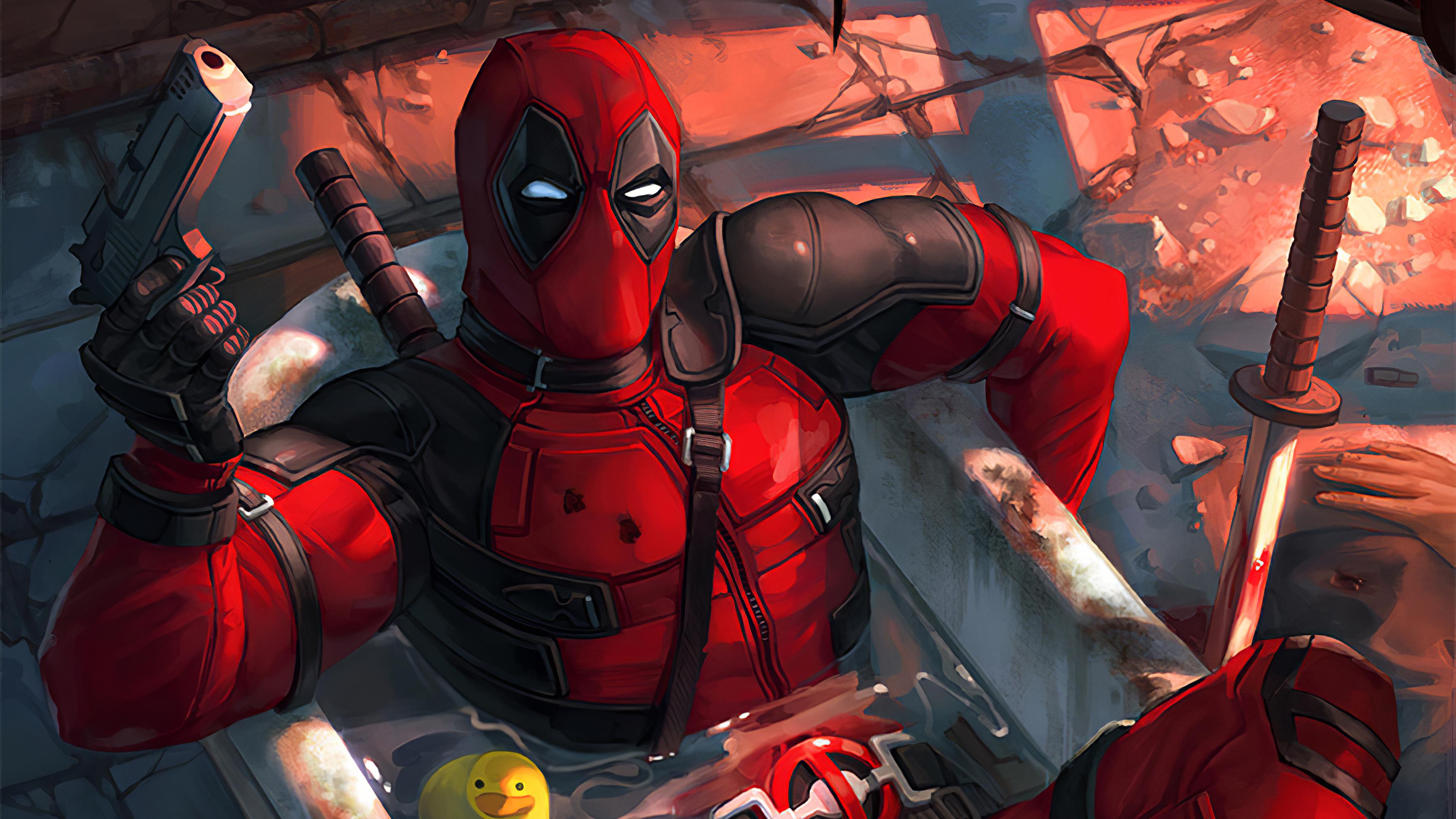 3600x2025 Deadpool In Tub, HD Superheroes, 4k Wallpaper, Image, Background, Photo and Picture
