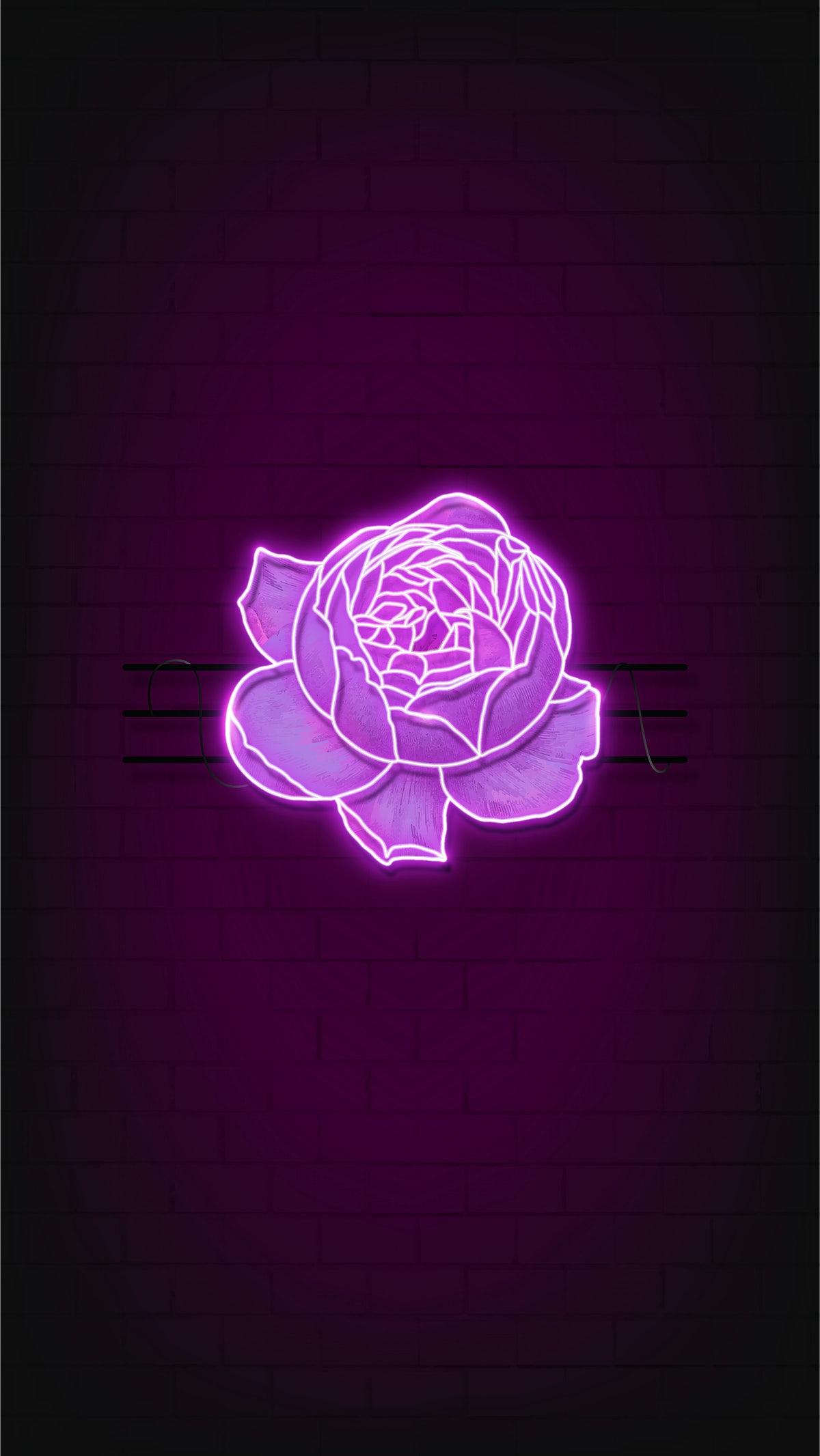 1200x2132 Purple neon rose mobile phone