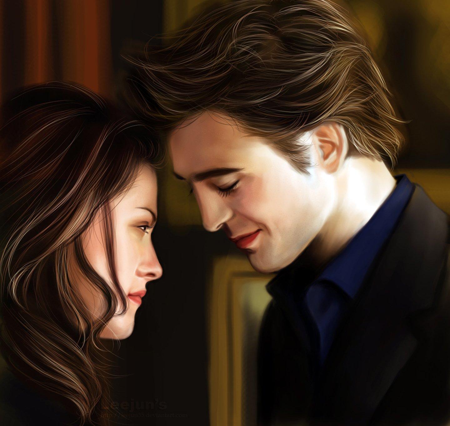 1440x1361 twilight, Edward, Bella, Couple, Love, Forever, Movie, Series, Painting, Art Wallpaper HD / Desktop and Mobile Background