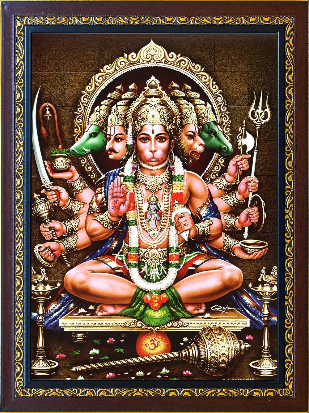 1000x1333 Rudra Photo Frame Panchmukhi Hanuman Wood Photo Frame (10 x Multicolour) : Amazon.in: Home & Kitchen
