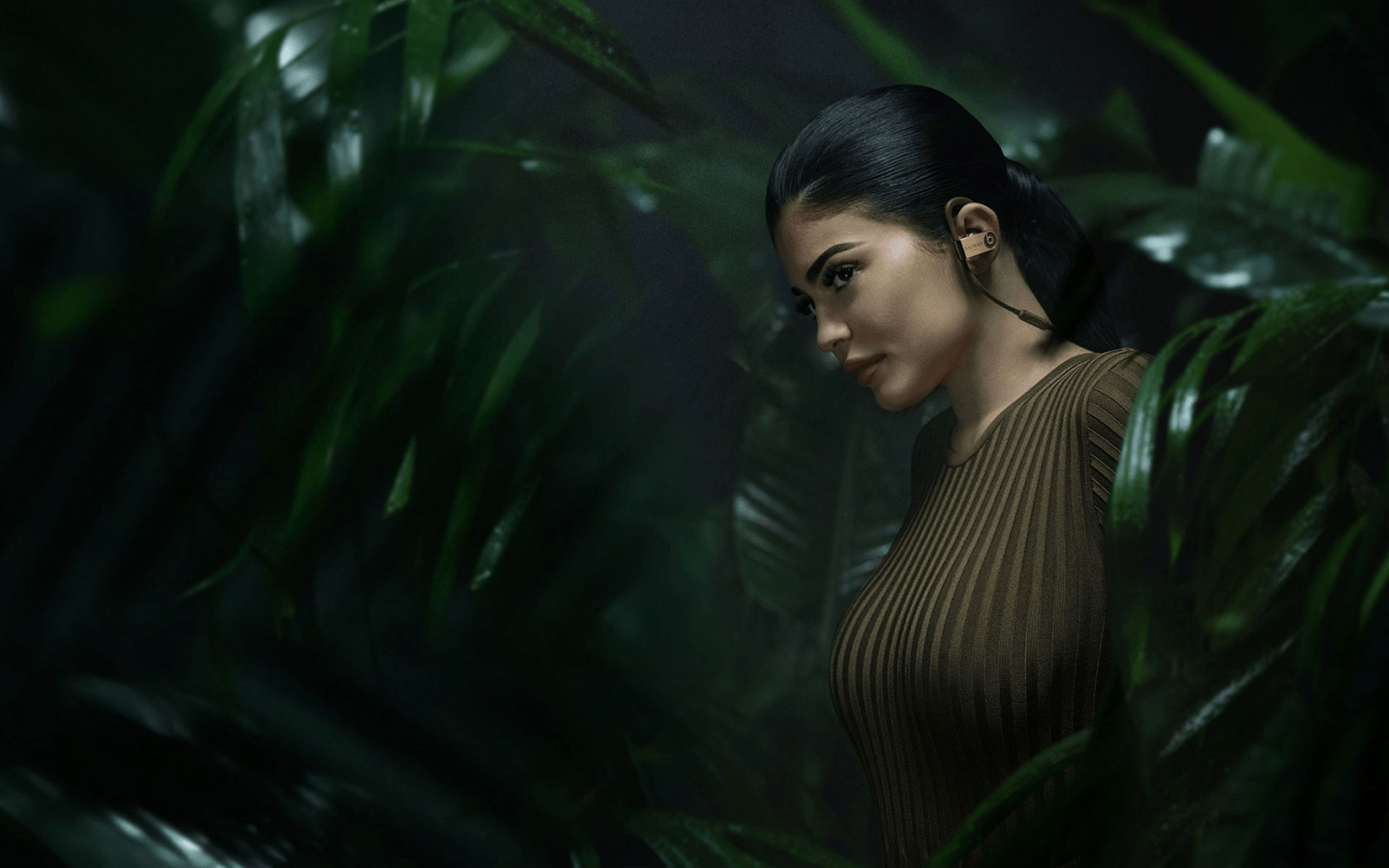 1920x1200 Download wallpaper Kylie Jenner, woman in the forest, jungle, american model, brunette, beautiful woman for desktop with resolution 1920x1200. High Quality HD picture wallpaper