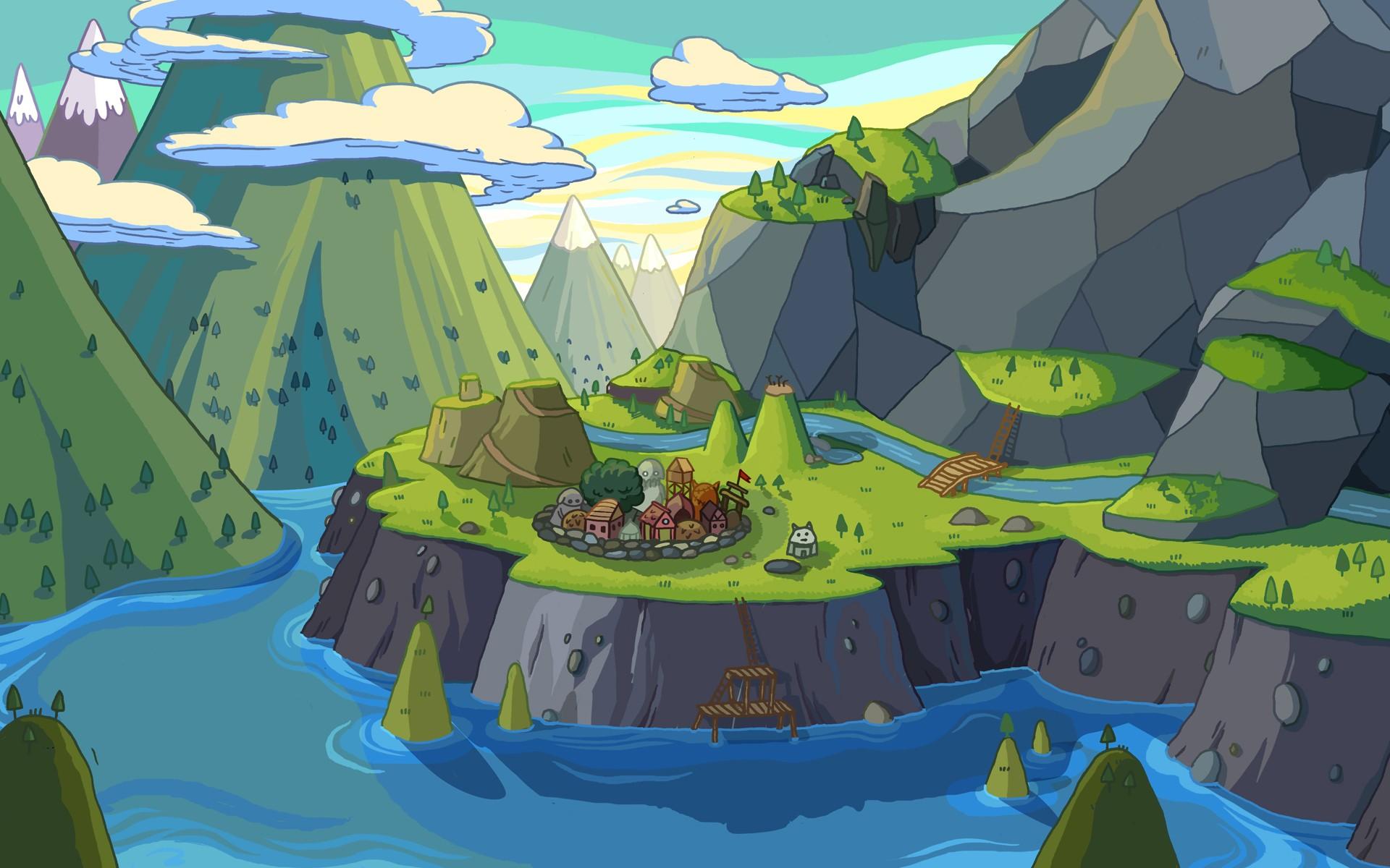 1920x1200 #Adventure Time, #town, #landscape wallpaper. Mocah HD Wallpaper