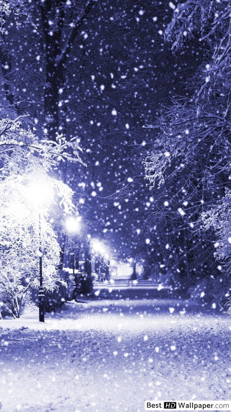 750x1334 Winter snowfall HD wallpaper download