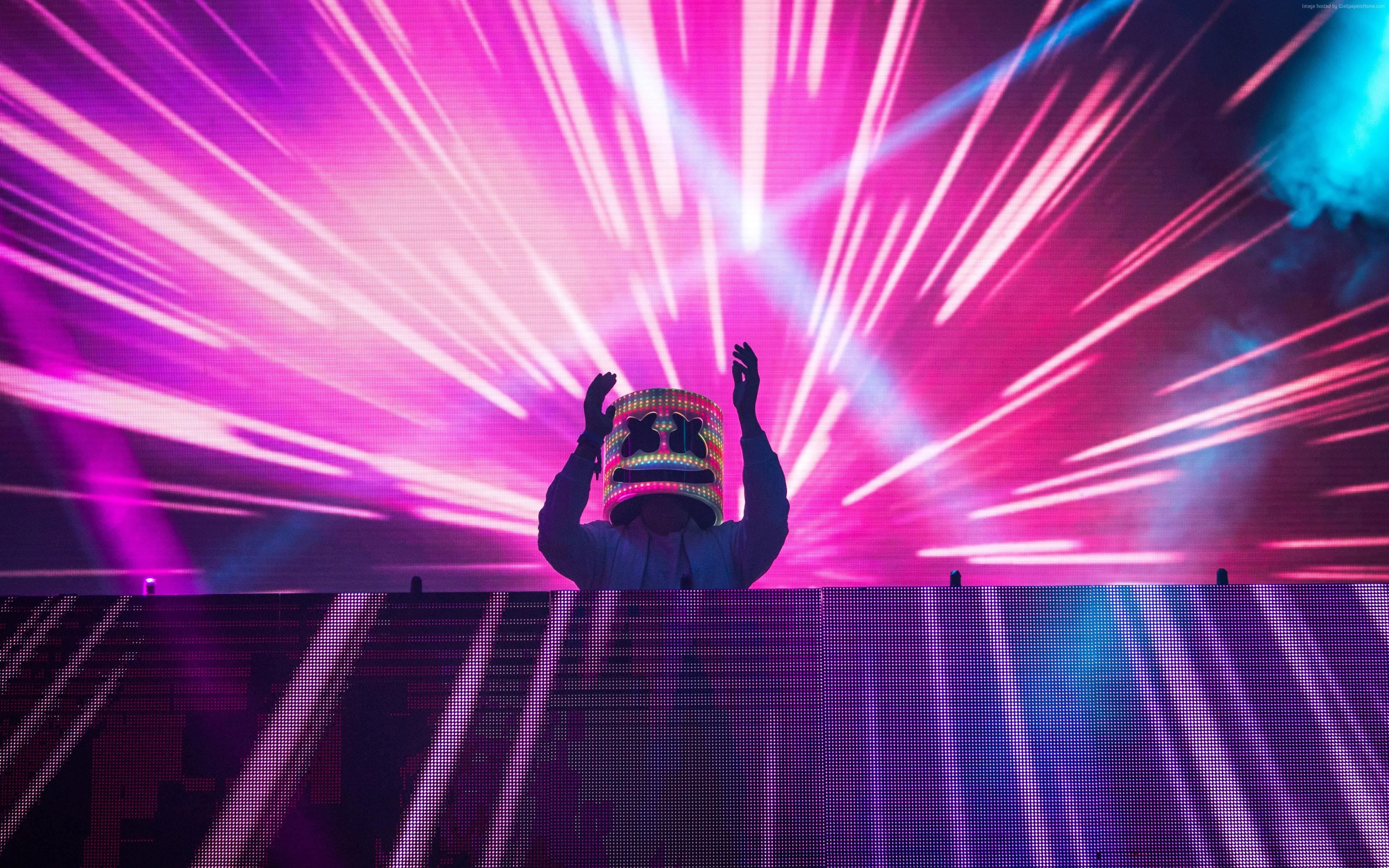 3840x2400 K, #dj, #neon, #DJ Marshmello. Mocah HD Wallpaper