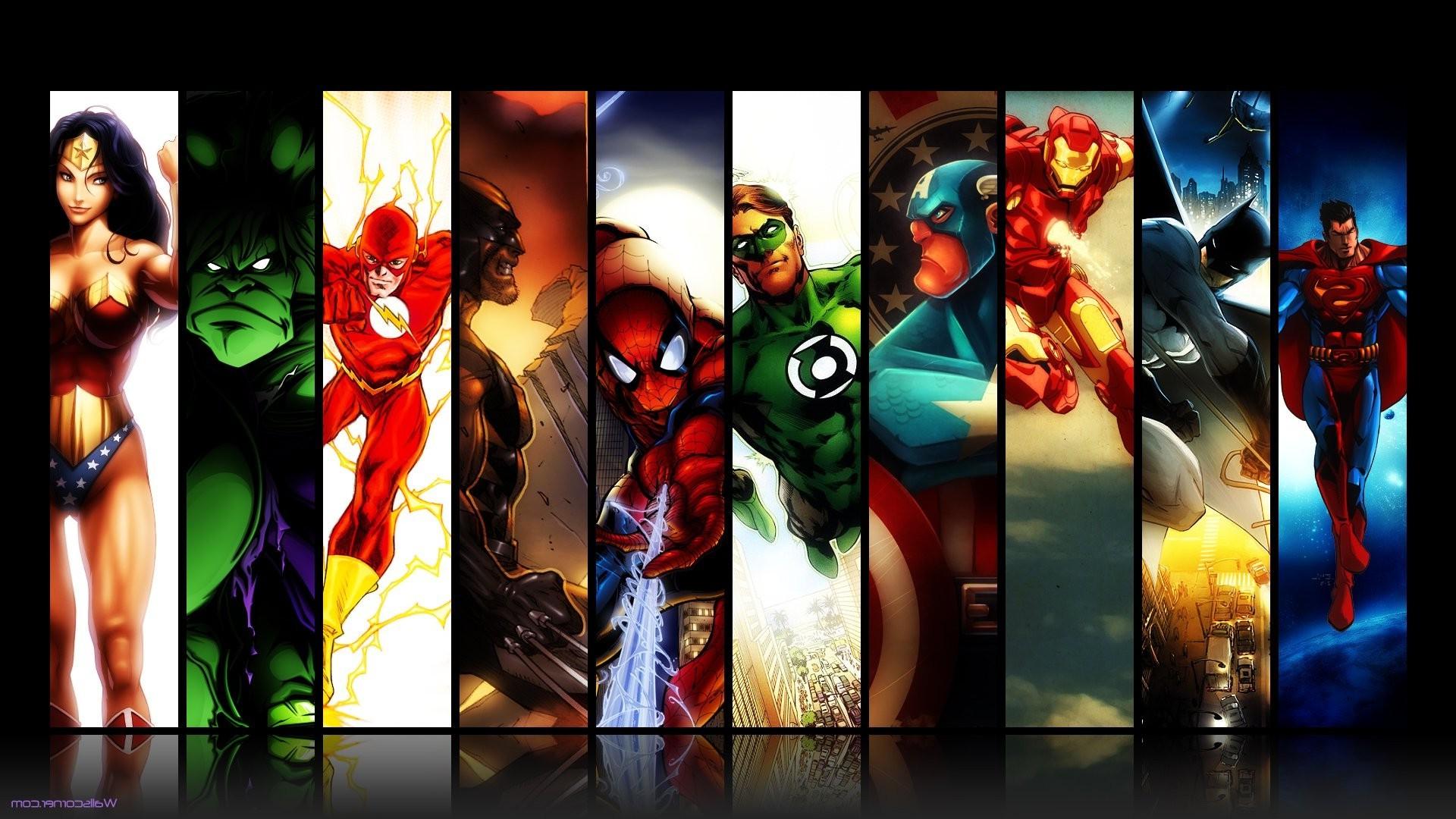 1920x1080 DC Comics, Batman, Iron Man, Spider Man, Green Lantern, Captain America, Wolverine, The Flash, Hulk, Wonder Woman Wallpaper HD / Desktop and Mobile Background
