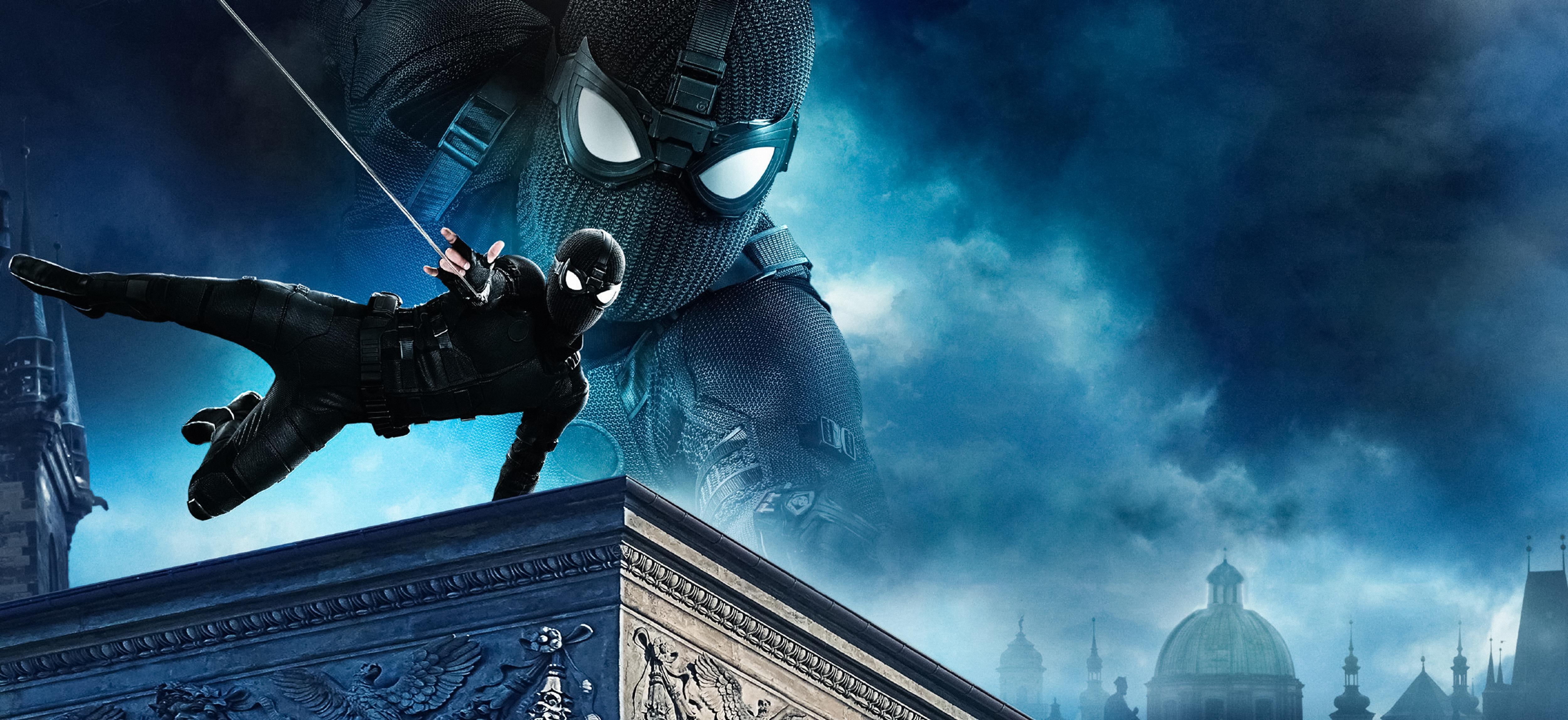 5000x2295 Spider Man: Far From Home Wallpaper 4K, Night Monkey, Black Suit, Movies