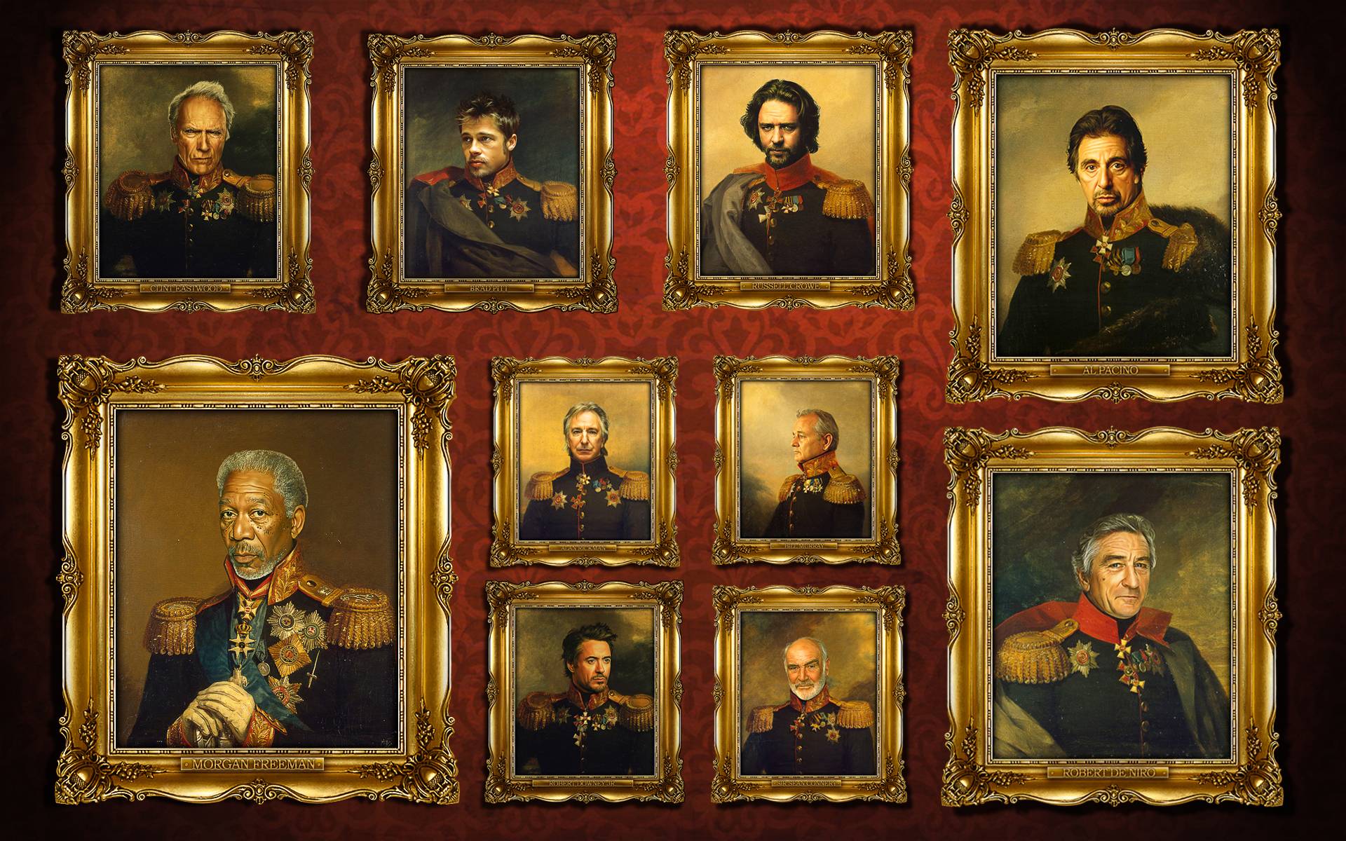 1920x1200 I made a collage of famous actor painted as classic portraits I