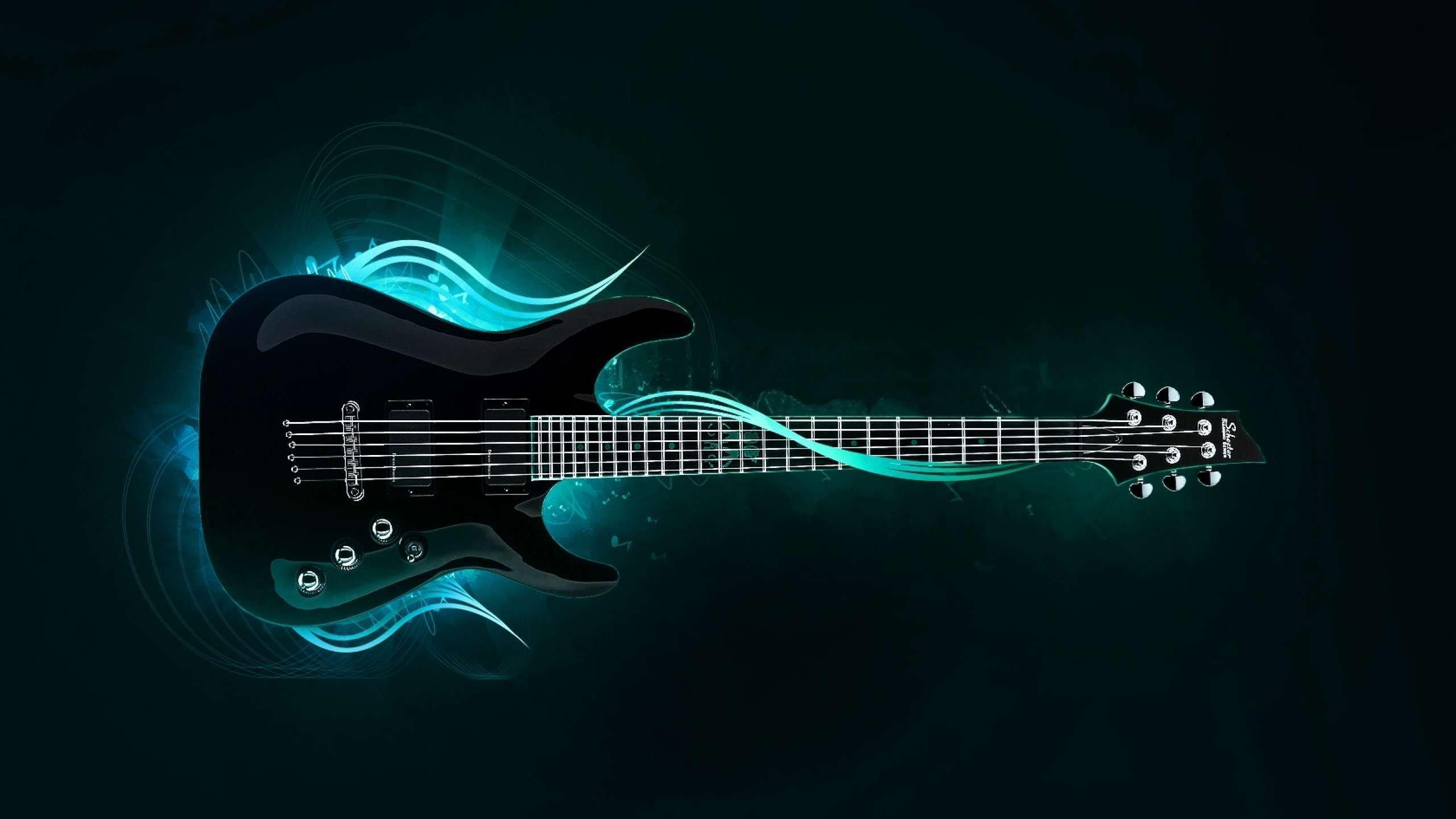 2560x1440 Neon Electric Guitar wallpaperx1440