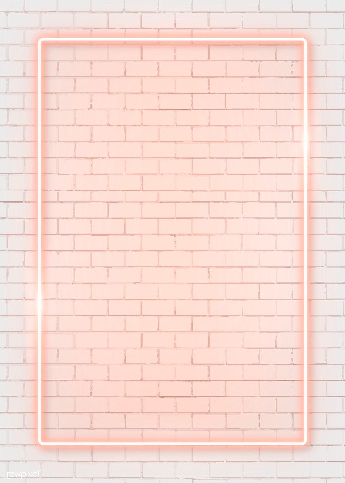 1200x1679 Download premium vector of Rectangle orange neon frame on an orange brick