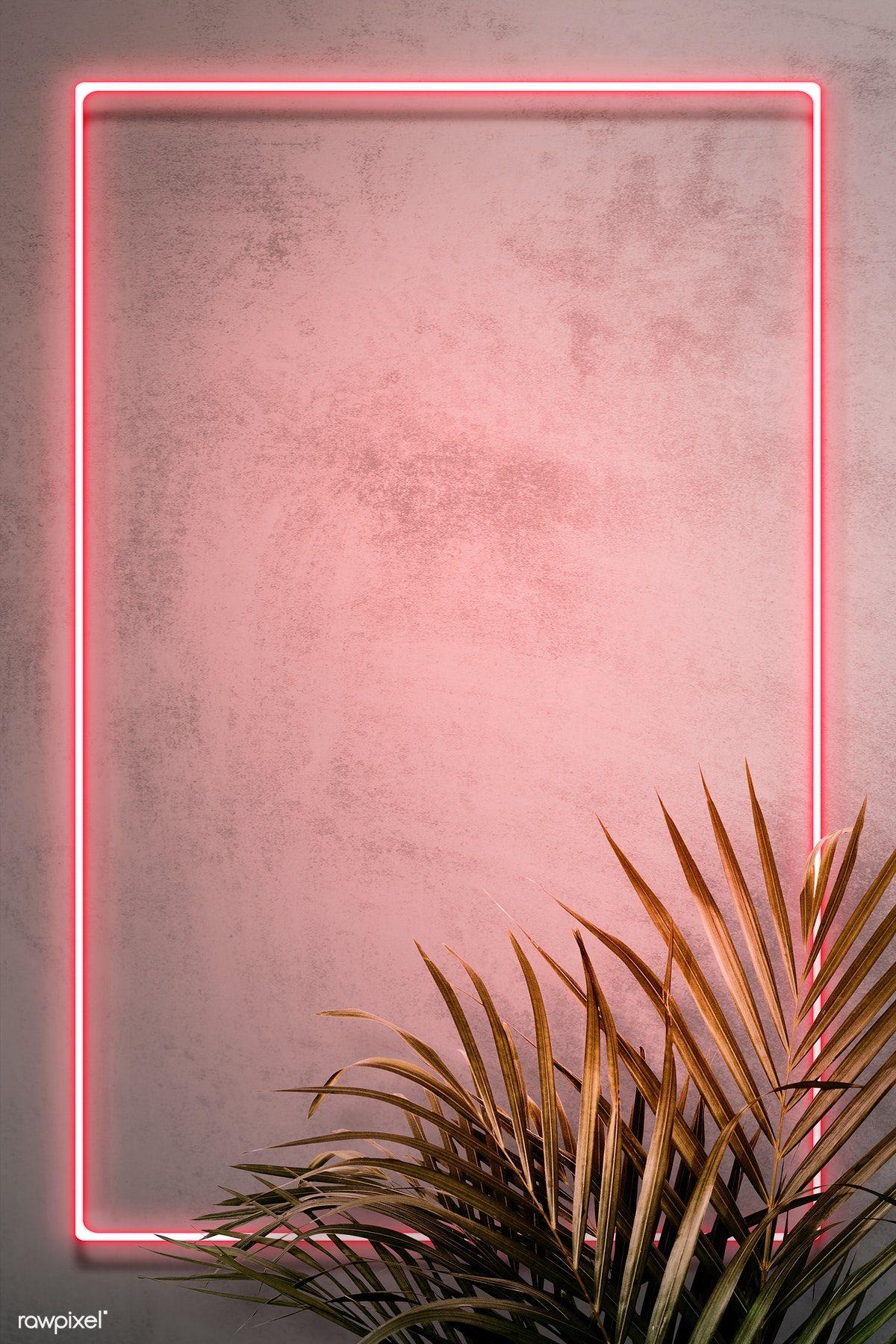 1200x1800 Download premium illustration of Pink neon frame on a wall with tropical. Пальмовый принт, Фотографии задних планов, Инстаграм