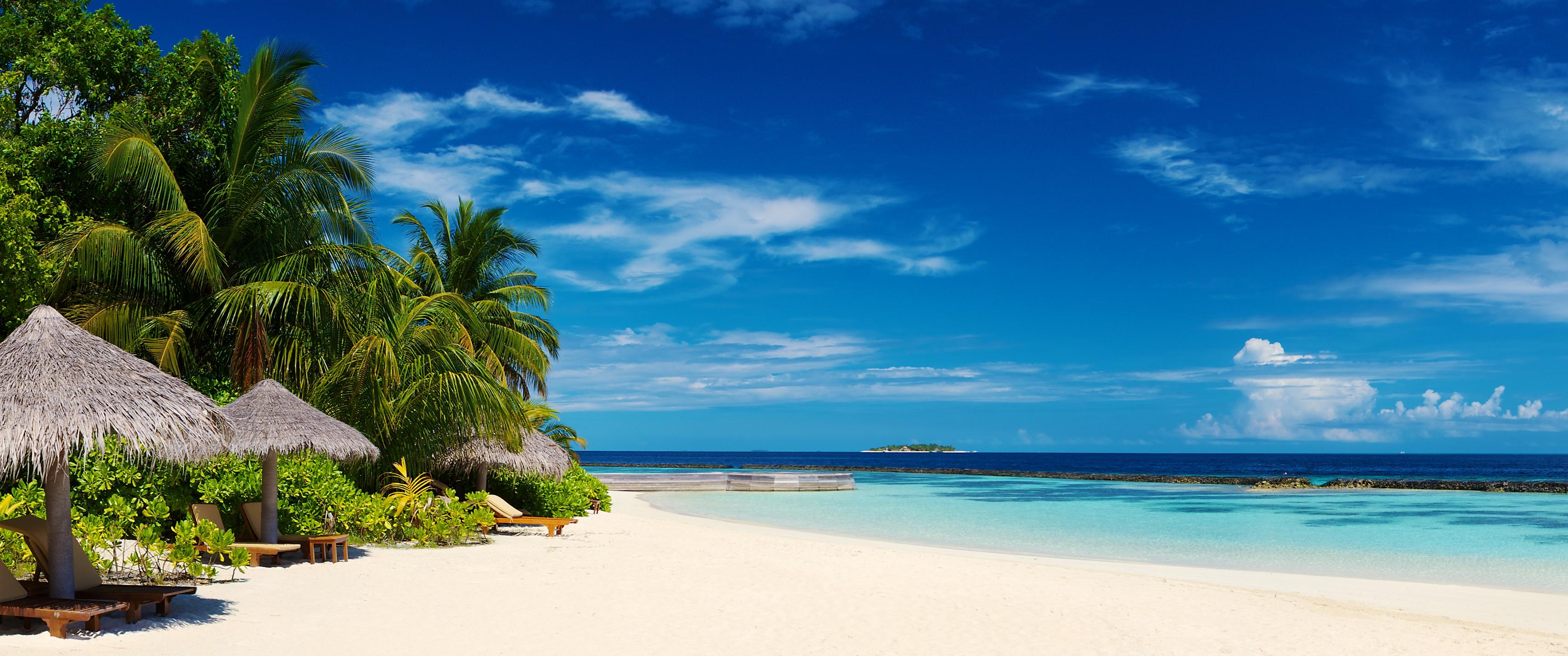 3440x1440 Baros Maldives Wallpaper 4K, Island, Seascape, Tropical beach