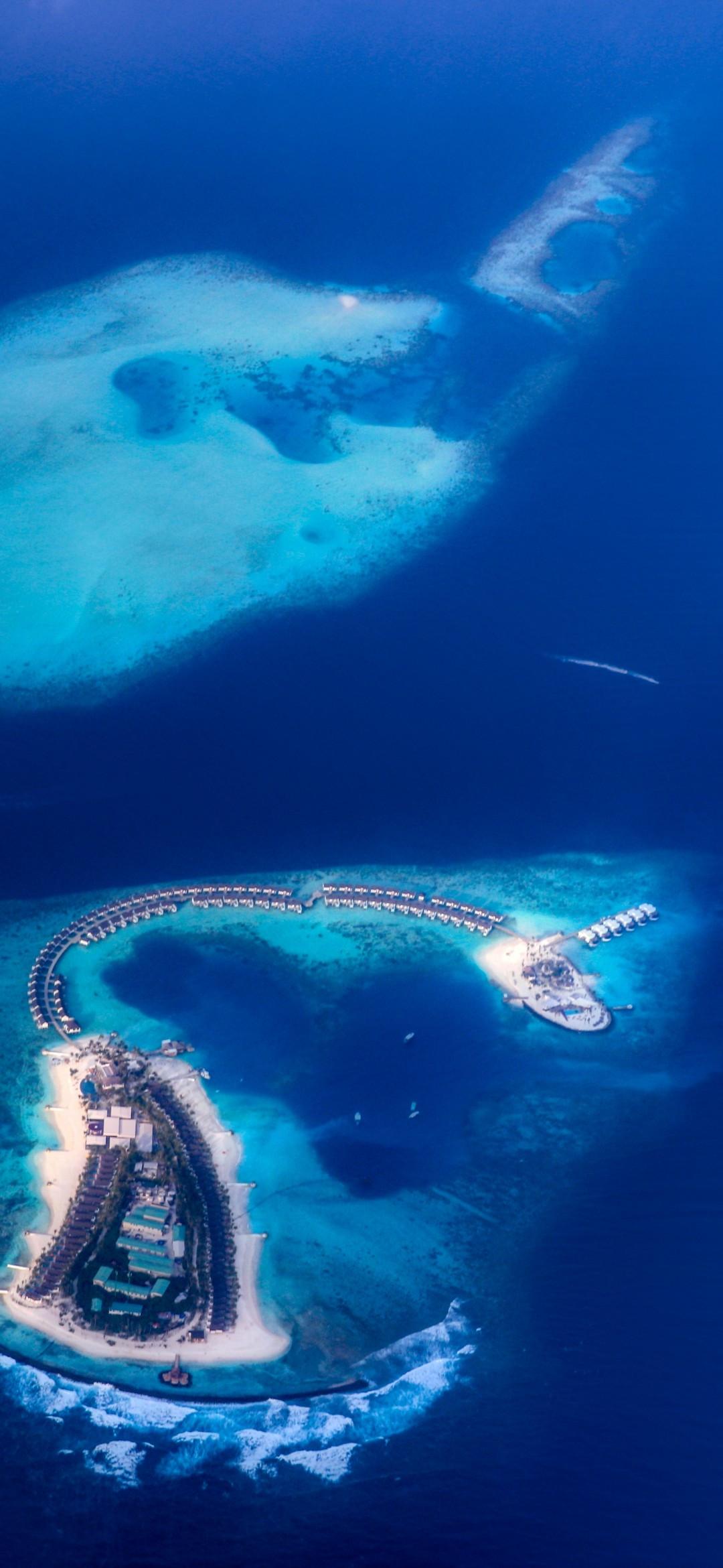 1080x2340 Download 1080x2340 Maldives, Islands, Aerial View, Drone Shot Wallpaper for Xiaomi Mi 10 & Mi 9 & Mi Mix 3 & Black Shark Huawei P30 Pro, Vivo V15 Pro, OnePlus 6T, Huawei Y9 2019