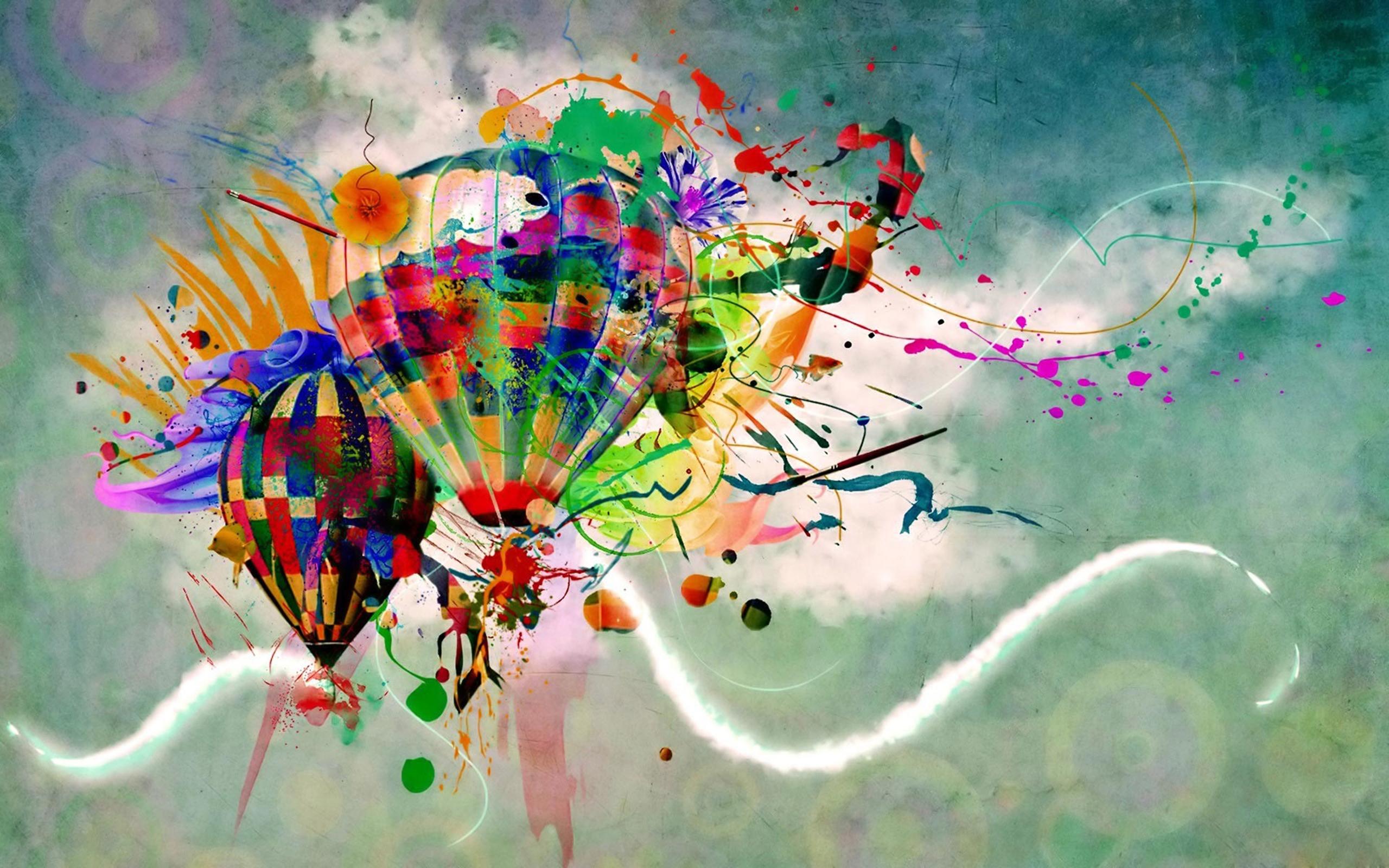 2560x1600 Color Splashed Hot Air Balloons Artistic Wallpaper 2560x1600 :