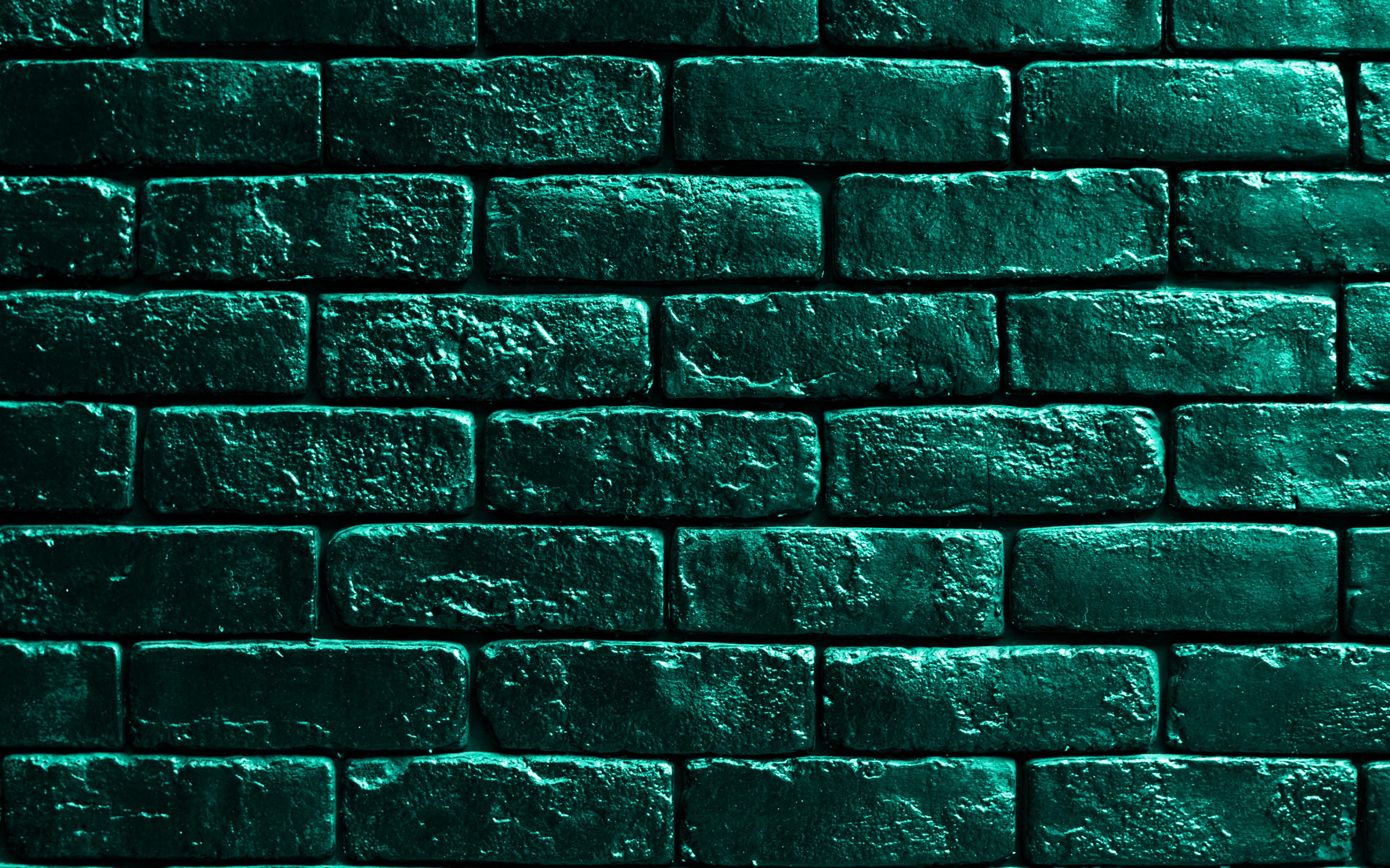 3840x2400 Download wallpaper turquoise brickwall, 4k, turquoise bricks, bricks textures, brick wall, bricks background, turquoise stone background, identical bricks, bricks, turquoise bricks background for desktop with resolution 3840x2400. High Quality HD