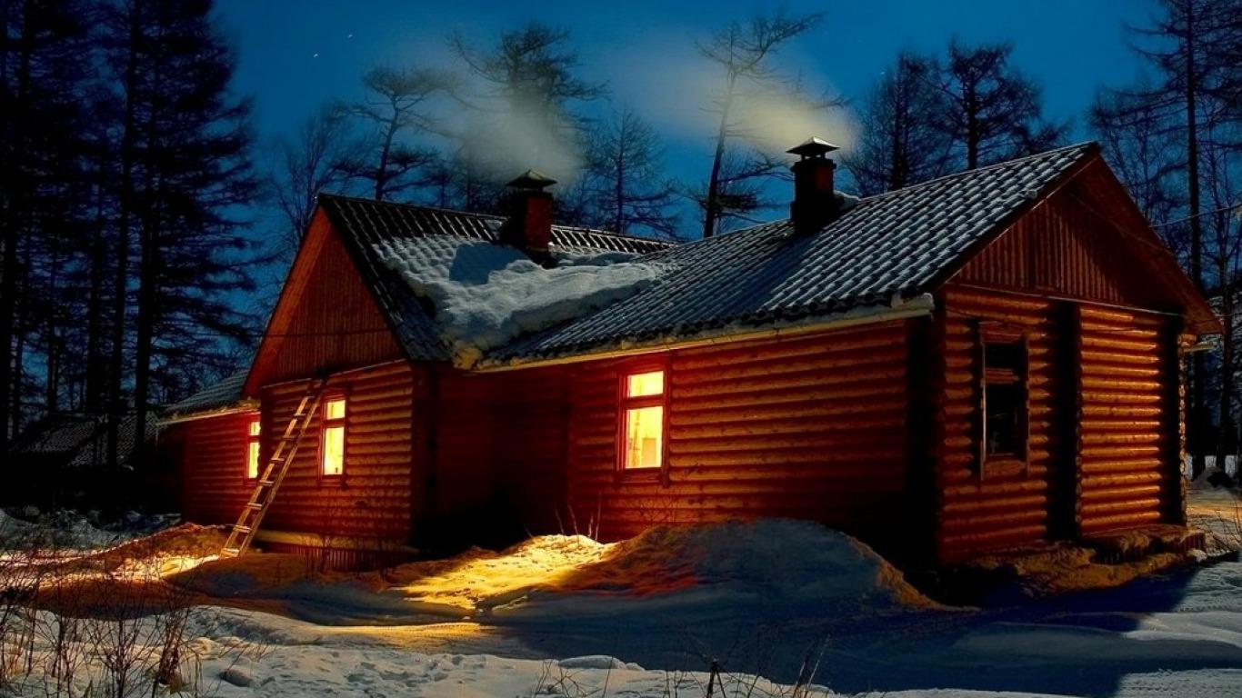 1366x768 Beautiful Winter Night Wallpaper for Desktop