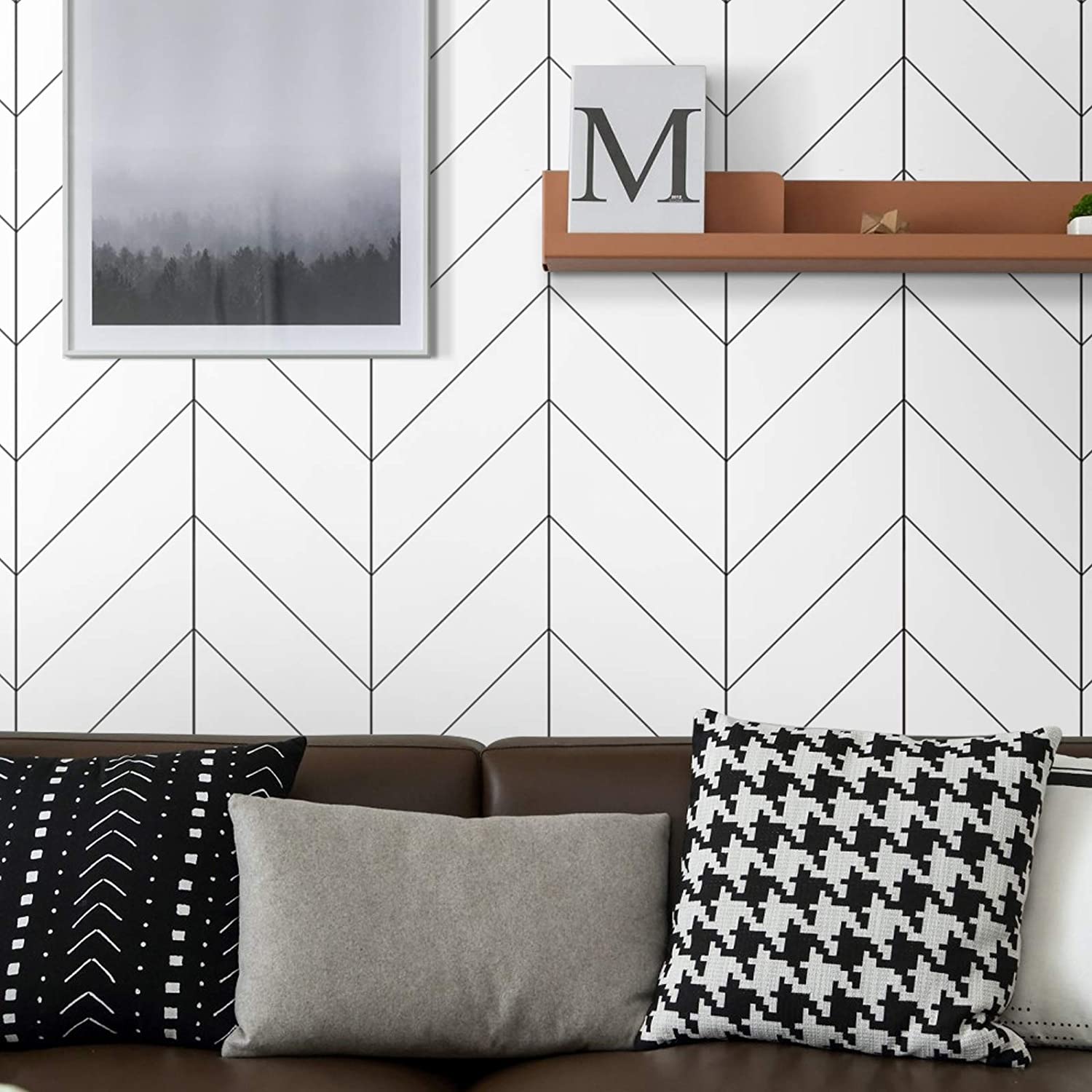 1500x1500 Peel And Stick Wallpaper Stripe Removable Contact Paper 17.71 In X 118 In Black White Self Adhesive Wallpaper Modern Durable Line Up Easily For Home Decoration Old Furniture Renovation
