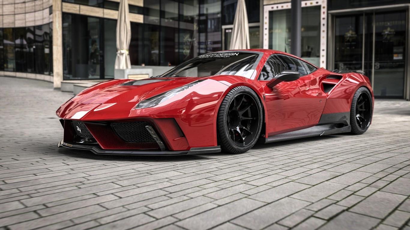 1366x768 Download 1366x768 Ferrari Supercars, Side View, Red Wallpaper for Laptop, Notebook