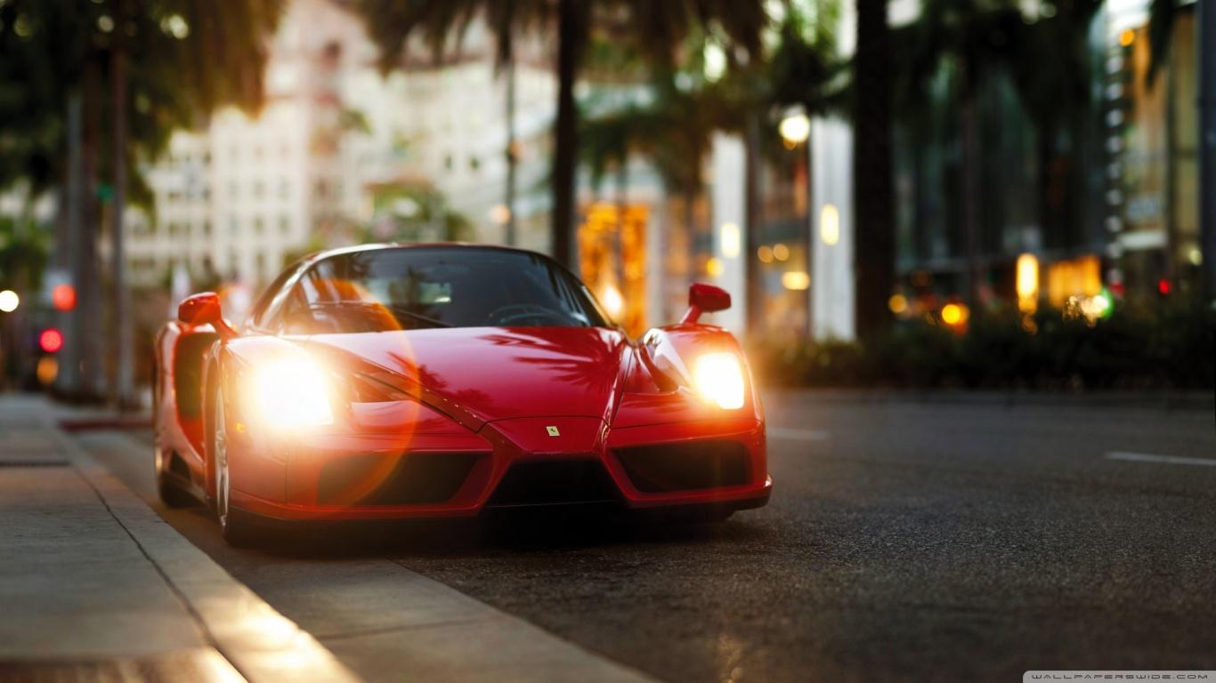1366x768 Red Ferrari Enzo HD Wallpaper Desktop