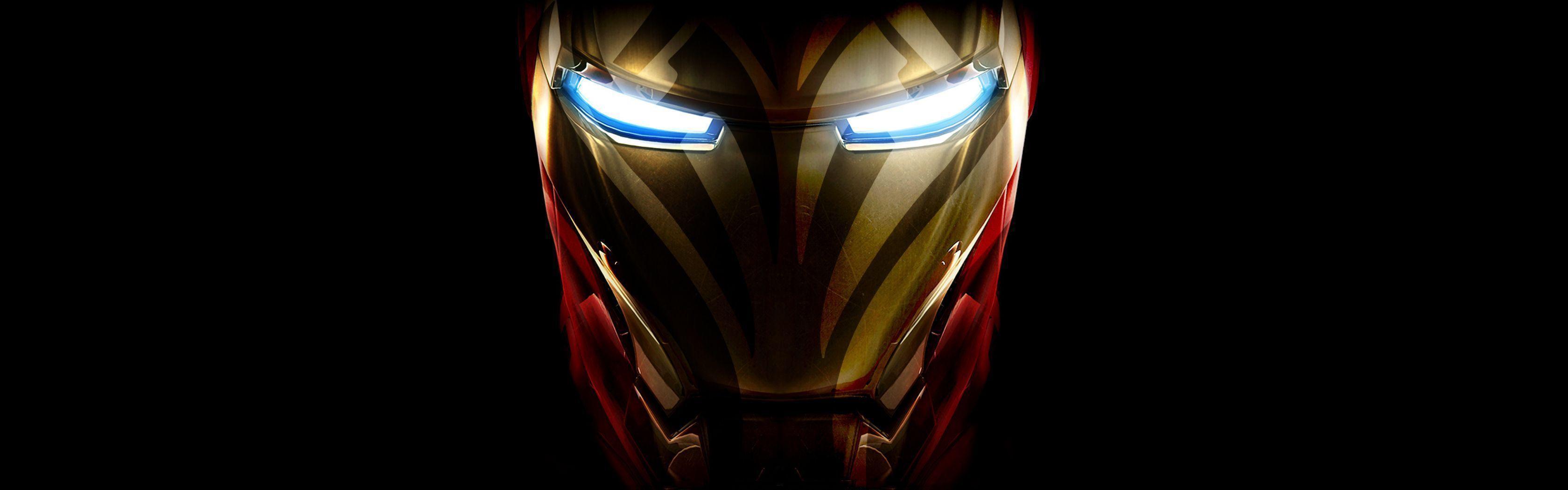 3360x1050 Iron Man Face Wallpaper