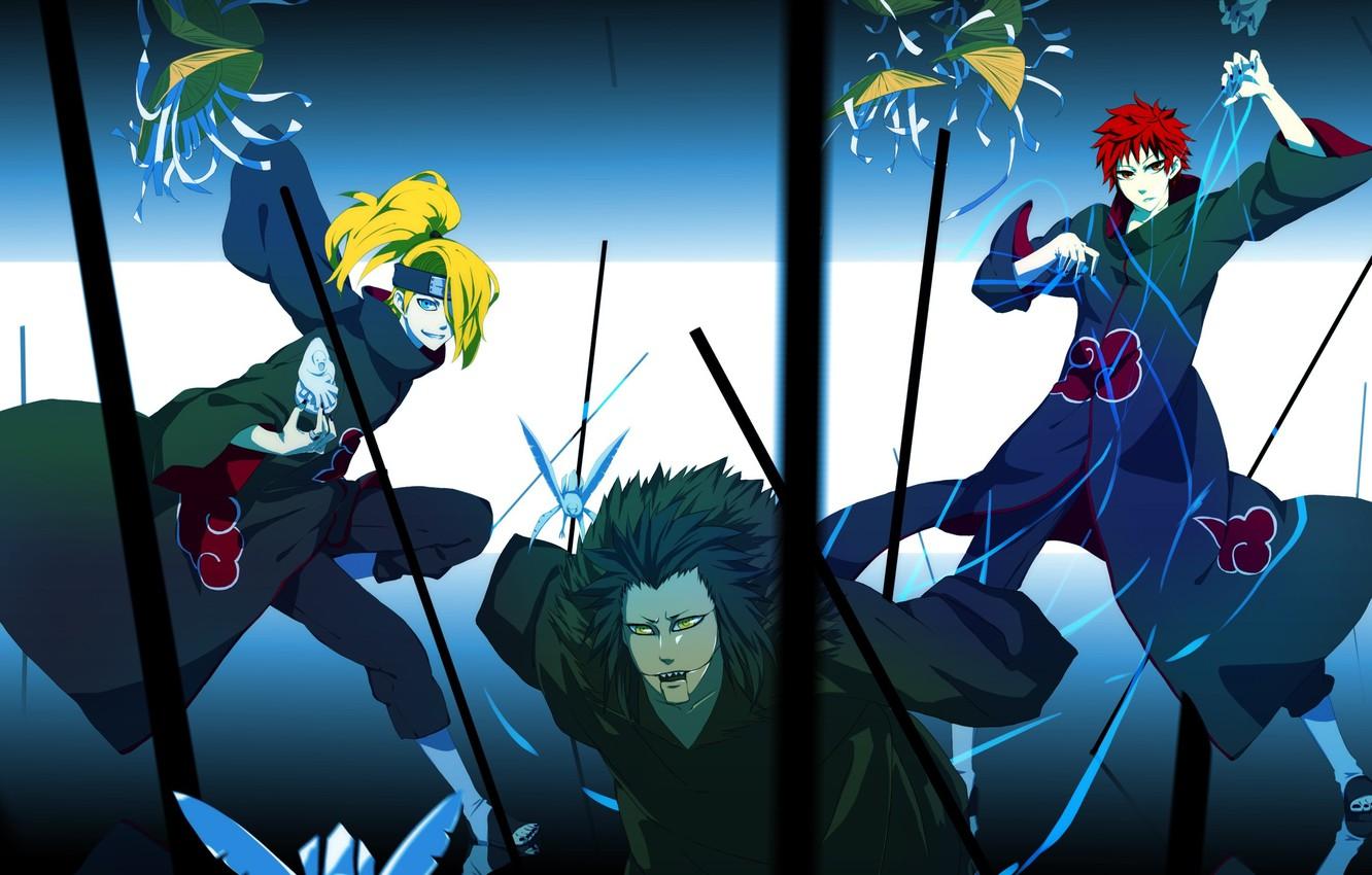1332x850 Wallpaper birds, doll, the battle, naruto, art, akatsuki, Deidara, Sasori image for desktop, section сэйнэн