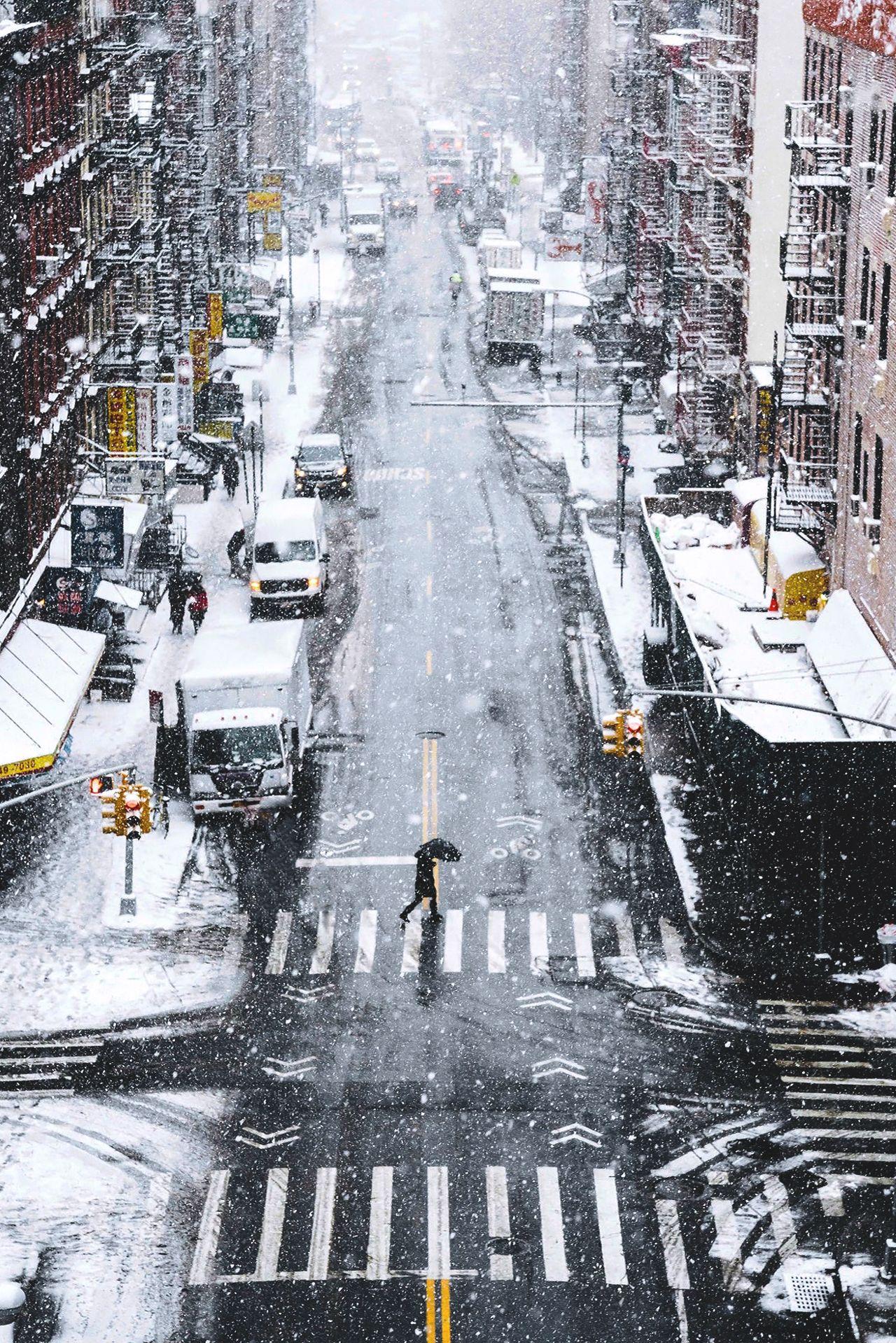 1280x1918 New York Winter Streets Wallpaper