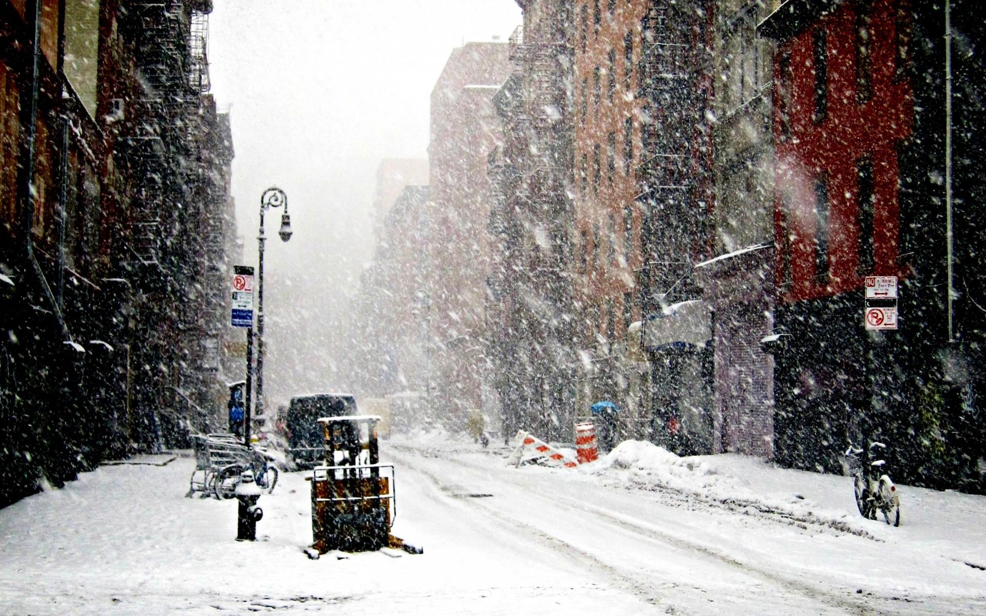 1920x1200 Download Wallpaper snow winter usa new york street snowfall, 1920x Snowfall in New York