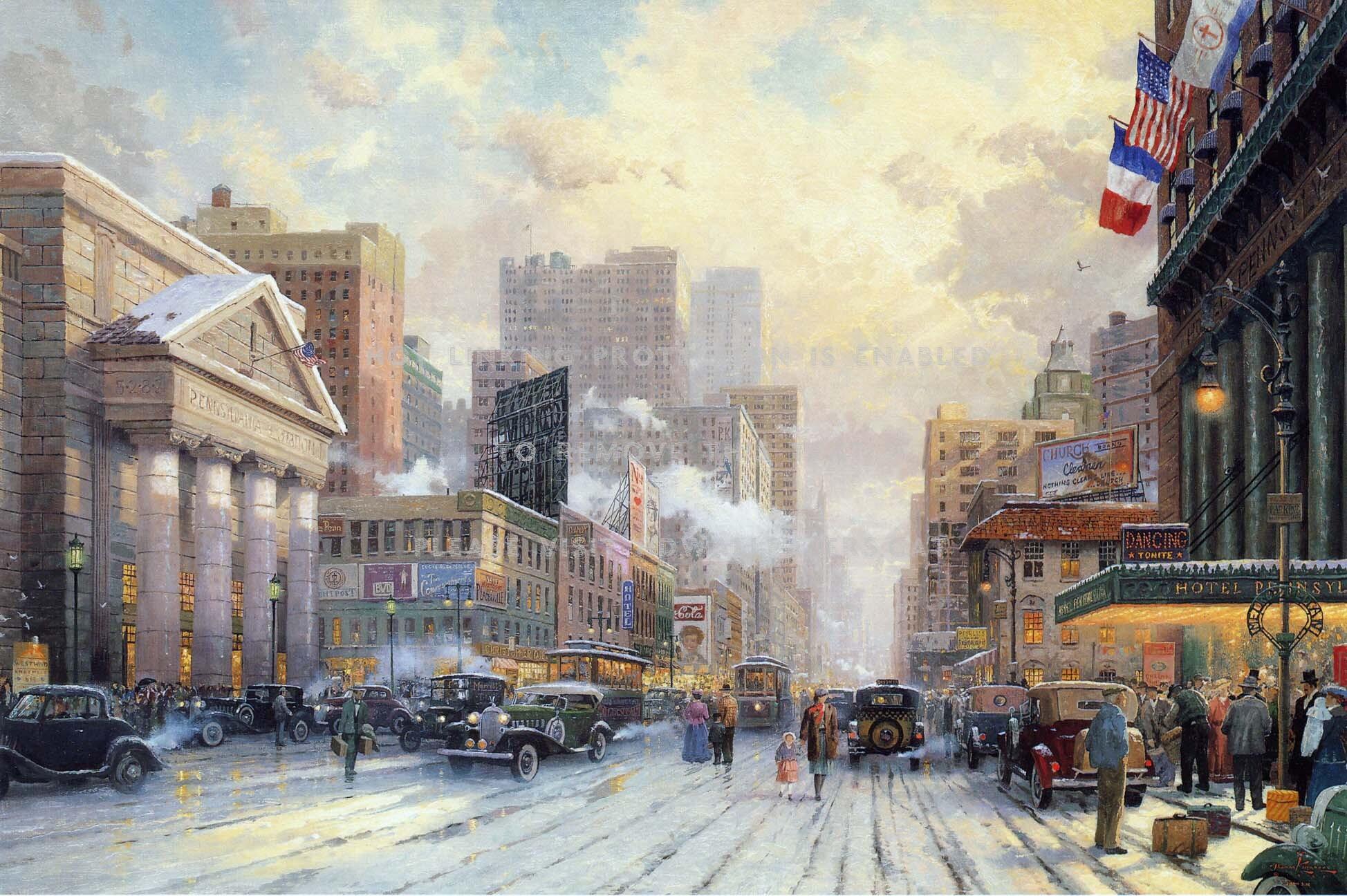 1948x1296 Thomas Kinkade New York Snow On Seventh 1932