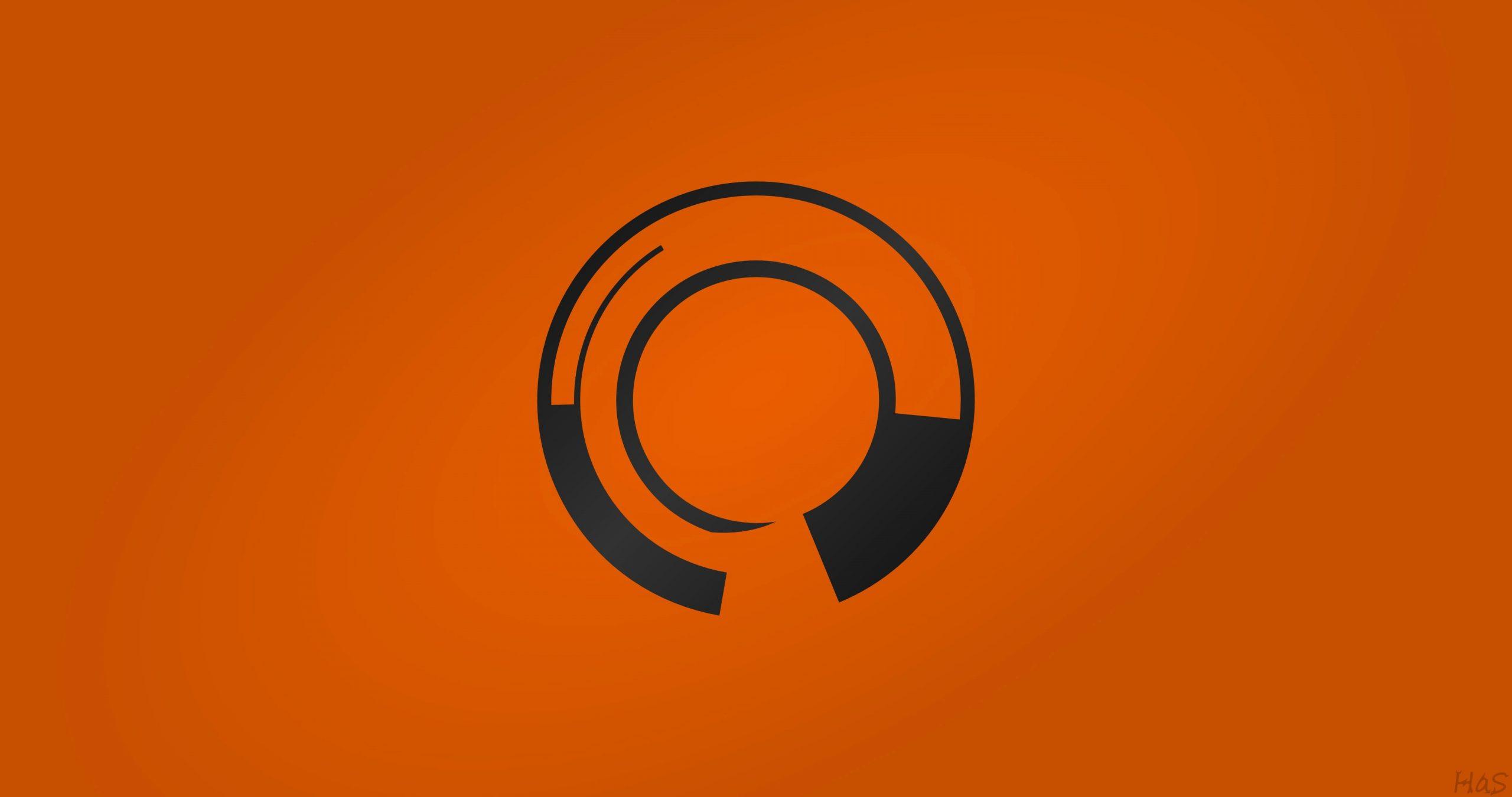 2560x1350 Black and orange logo wallpaper, abstract, minimalism • Wallpaper For You HD Wallpaper For Desktop & Mobile