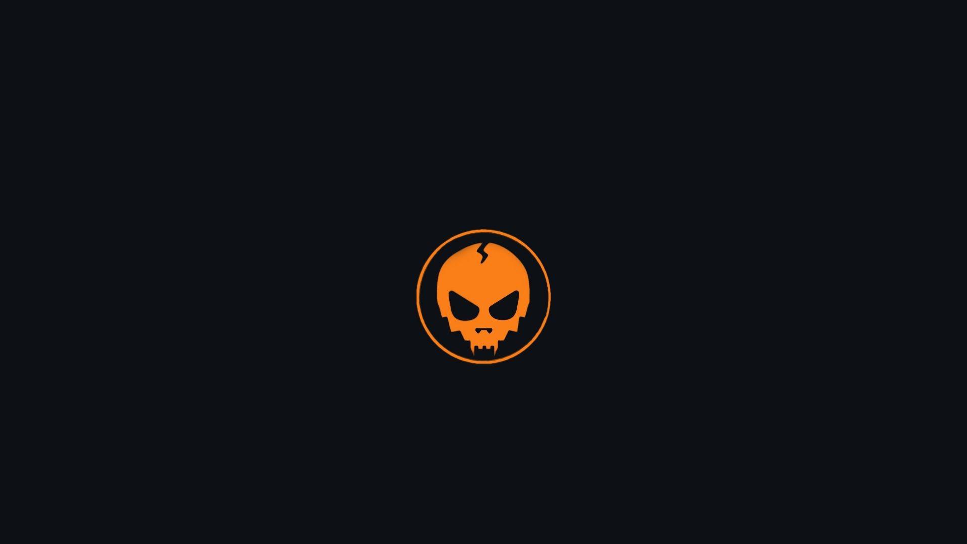 1920x1080 Orange Skull in the circle, black background wallpaper and image, picture, photo