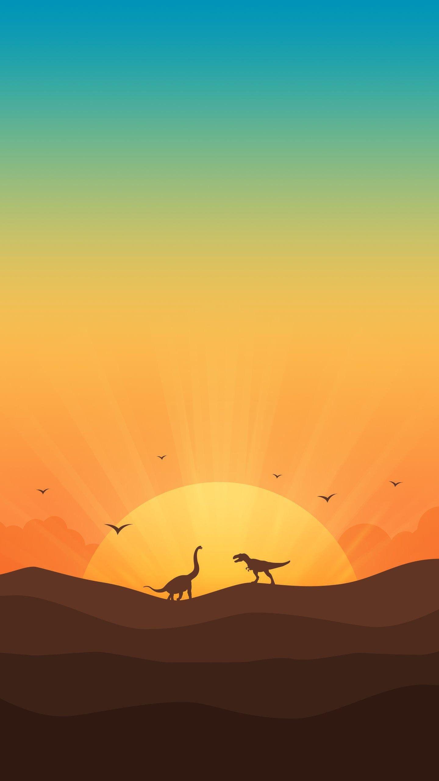 1440x2560 Dinosaur Minimal Morning 4K, HD Artist Wallpaper Photo and Picture. Orange wallpaper, iPhone wallpaper travel, Minimalist wallpaper