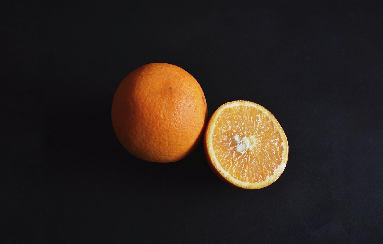 1332x850 Wallpaper orange, minimalism, black background image for desktop, section еда