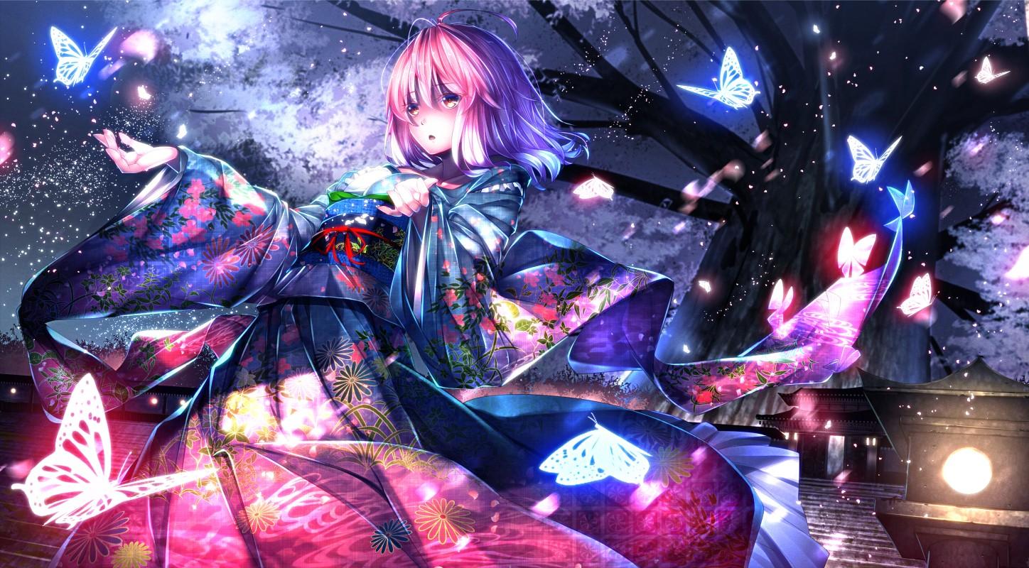 1448x800 Anime Girl In Kimono