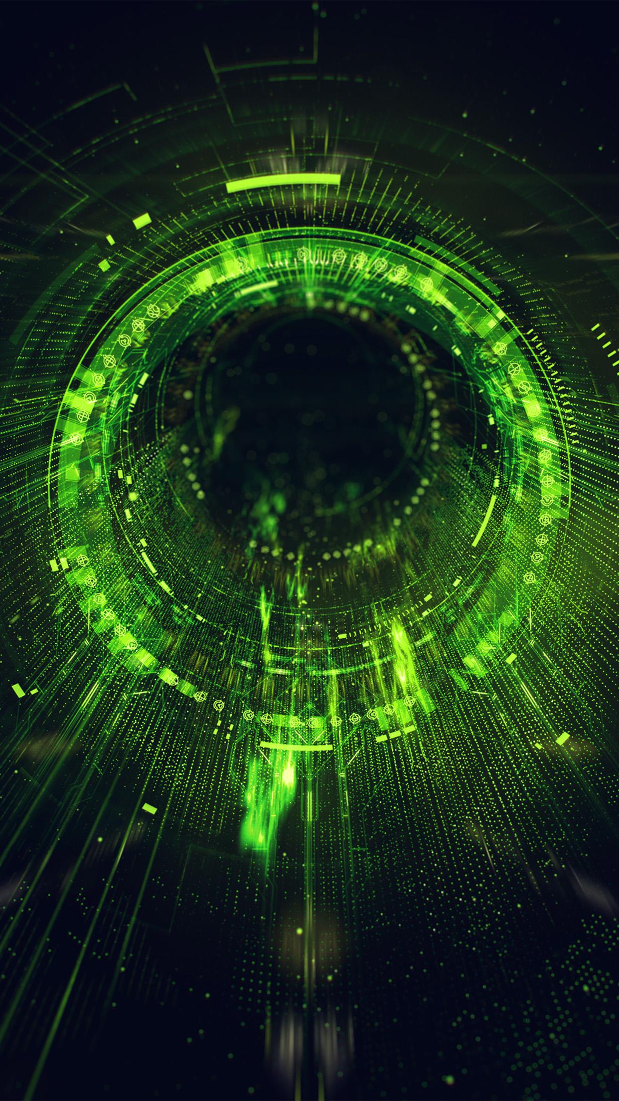1242x2208 iPhone X wallpaper. circle blackhole green digital illustration art