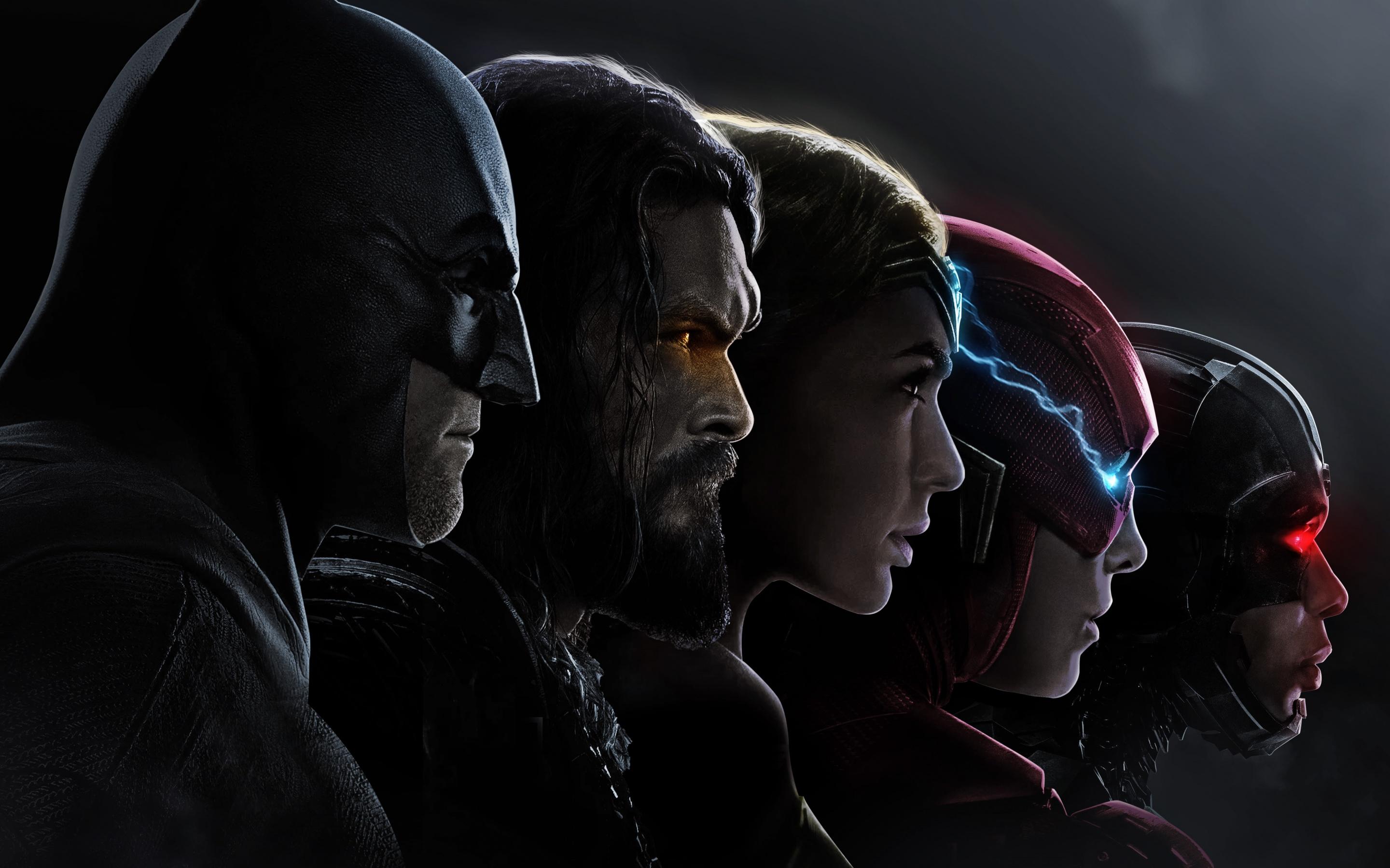 2880x1800 Justice League Wallpaper 4K, Batman, Aquaman, Wonder Woman, The Flash, Cyborg, Black Dark