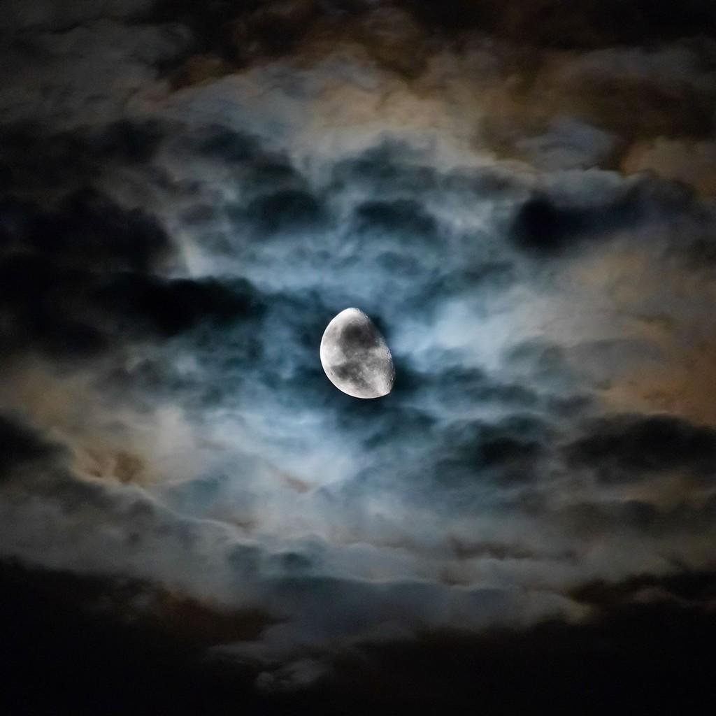 1024x1024 Moon Clouds Night Wallpaper - [1024x1024]