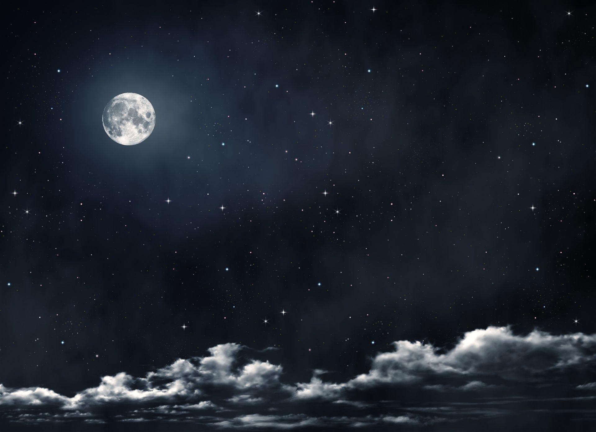 1920x1392 Ultra HD Wallpaper, Moon, Clouds, Stars. Moon And Stars Wallpaper, Night Sky Moon, Sky Moon