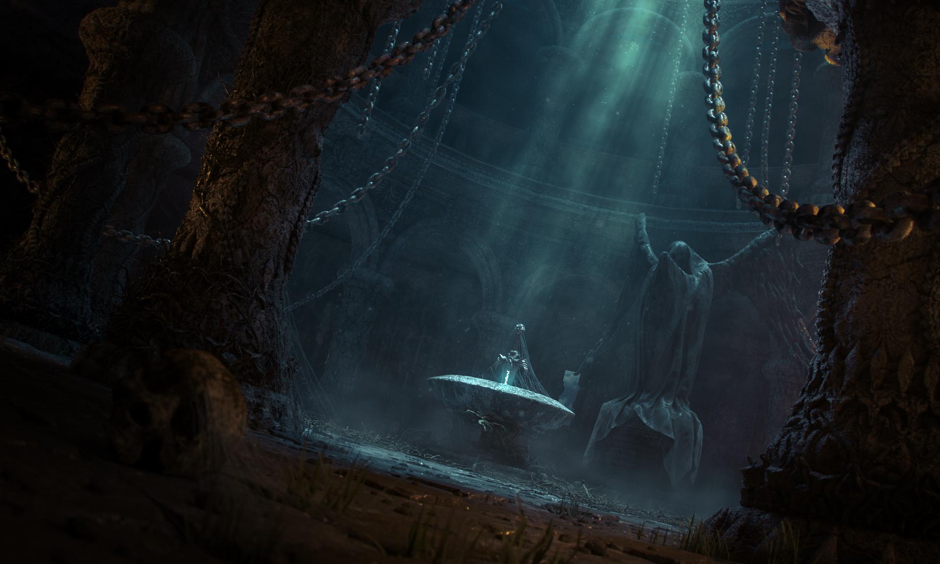 1920x1152 The Sword In The Stone 1887 - Three Stone Swords Wallpaper