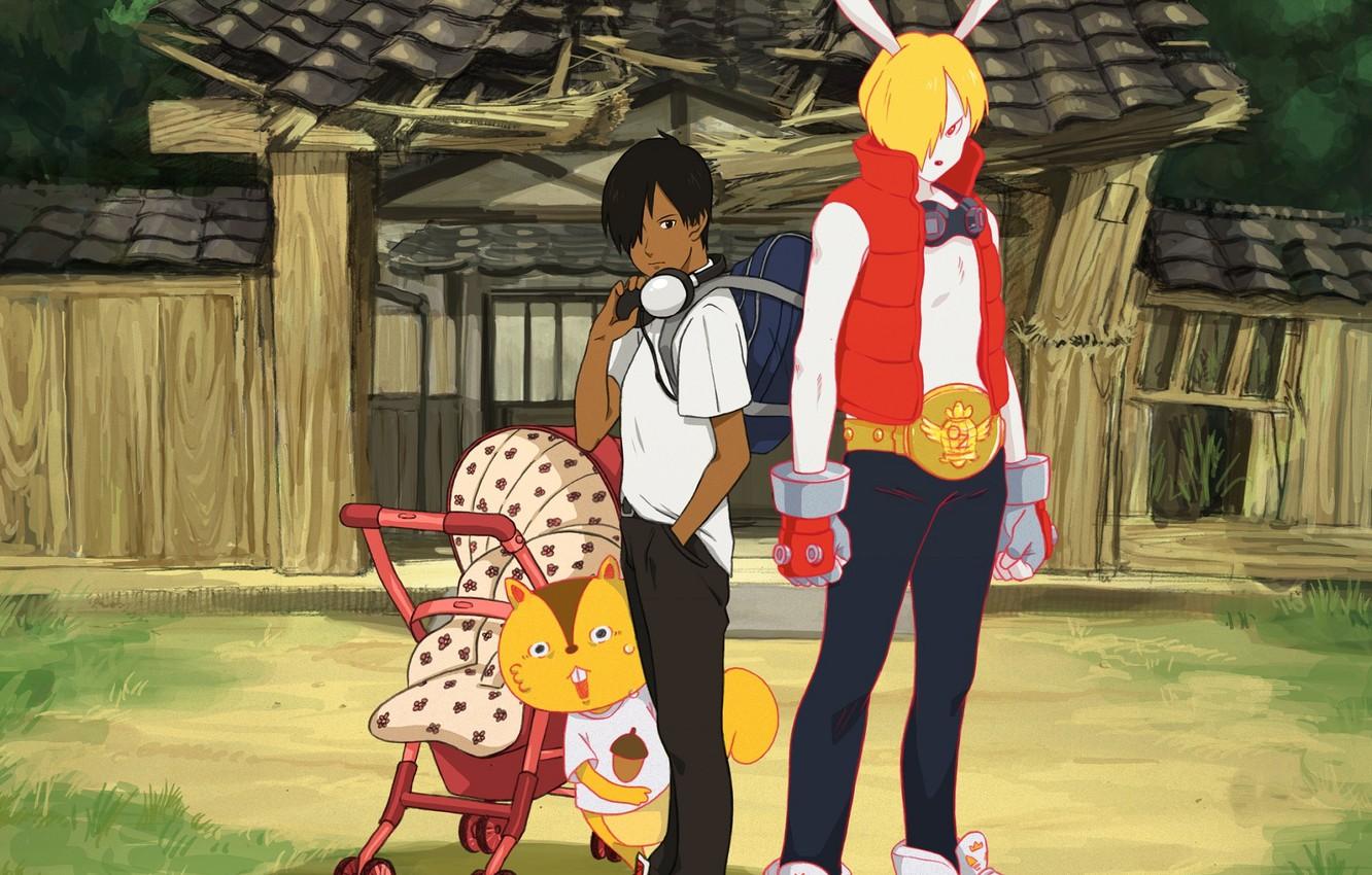 1332x850 Wallpaper house, fantasy, creatures, stroller, guy, Summer Wars, Year war image for desktop, section сёнэн