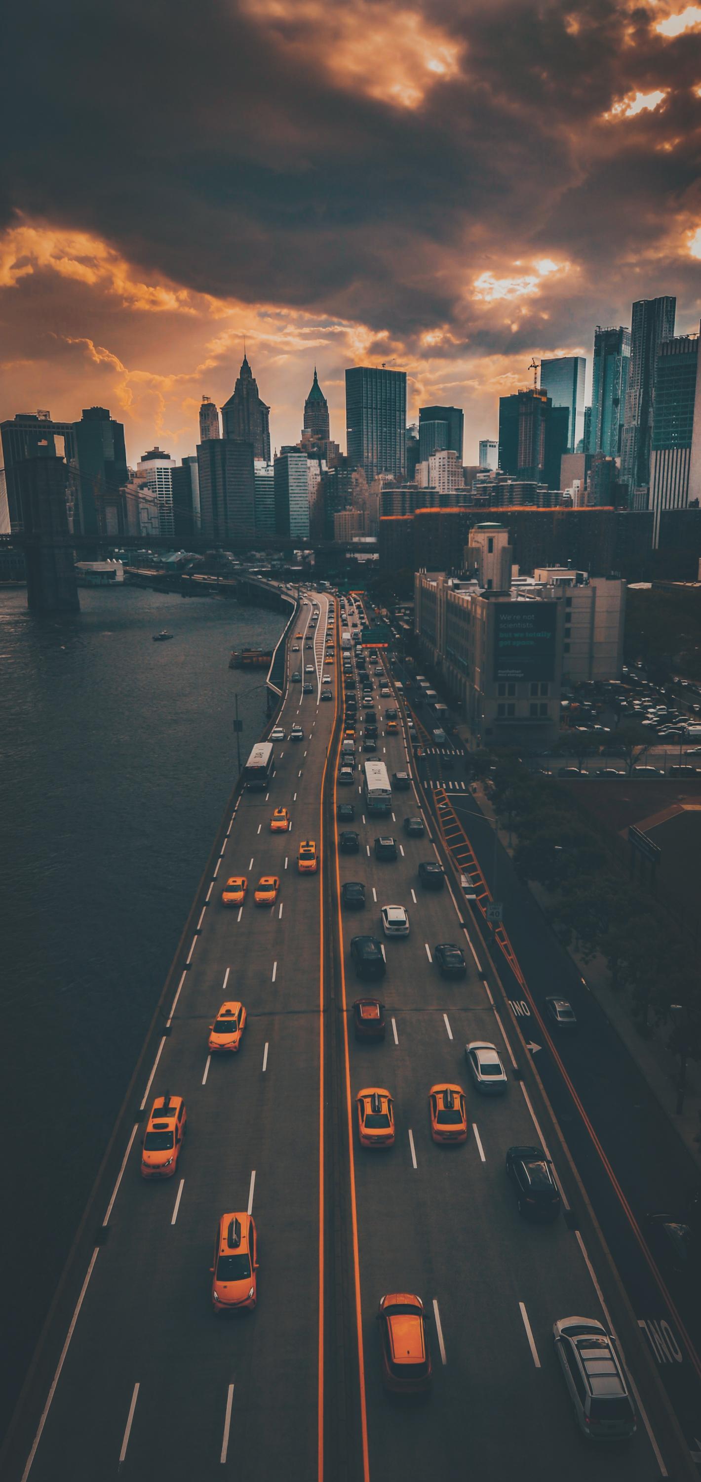 1420x3000 Wallpaper New York City Aesthetic, New York, Building, Cloud, Cars, Background Free Image