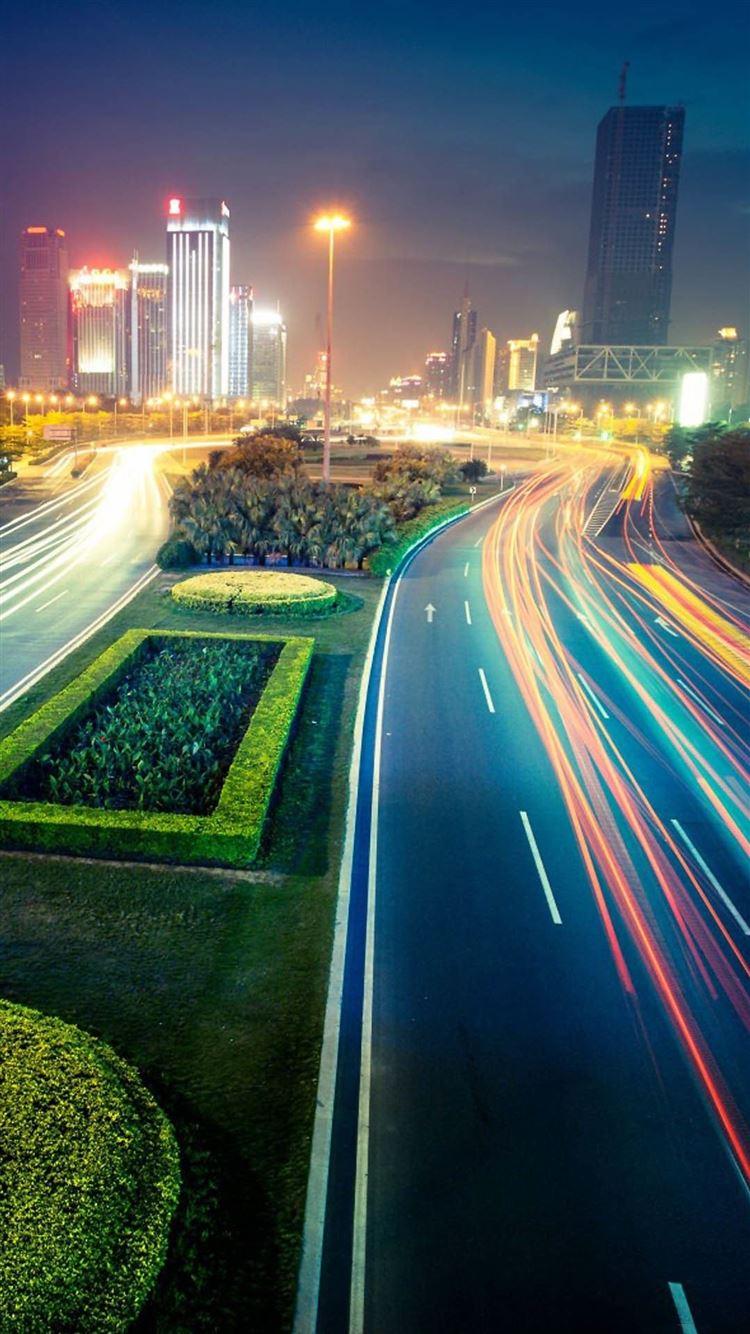 750x1334 Busy Traffic City Lights Night iPhone 8 Wallpaper Free Download