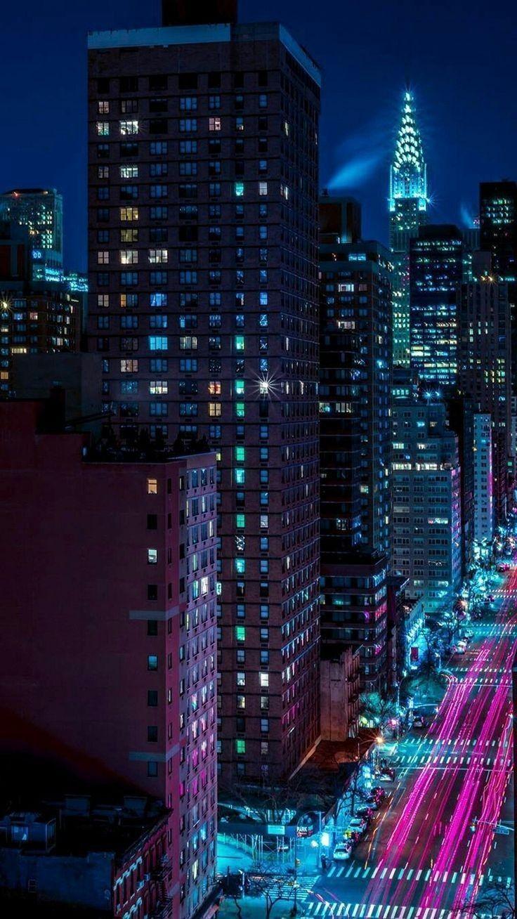 736x1308 Neon City Aesthetic Wallpaper