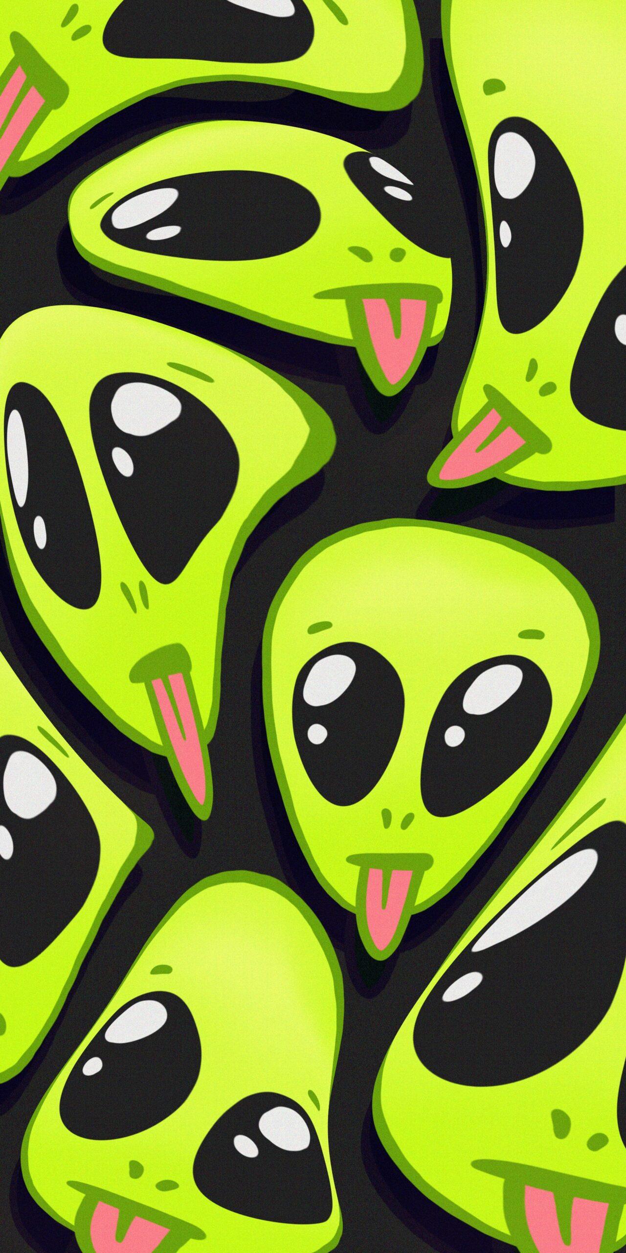 1280x2560 Green Alien with Tongue Wallpaper