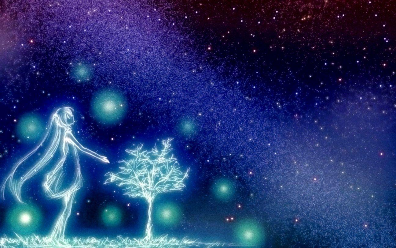 1296x810 Night Sky Anime Wallpaper
