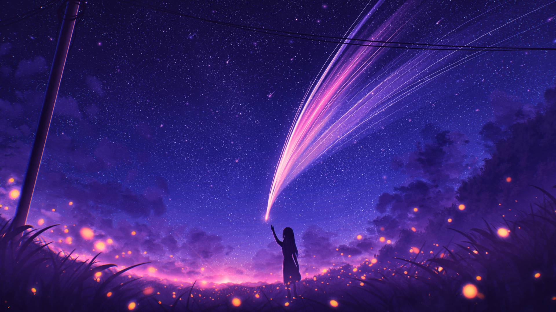 1920x1080 Anime Girl and Cool Starry Sky 1080P Laptop Full HD Wallpaper, HD Anime 4K Wallpaper, Image, Photo and Background