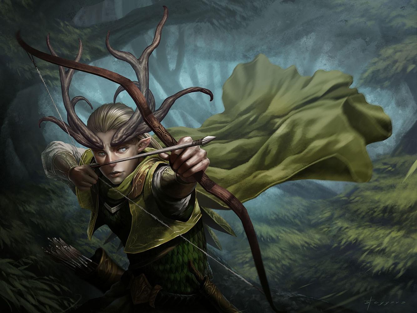 1333x1000 elves archer fantasy art horns bow wallpaper