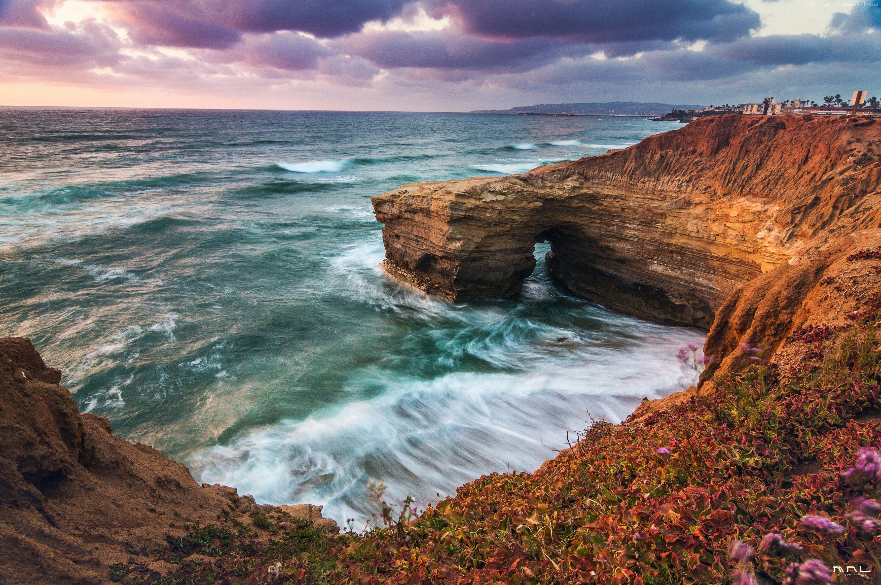 3500x2323 Beach Rocks Cliff HD Wallpaper